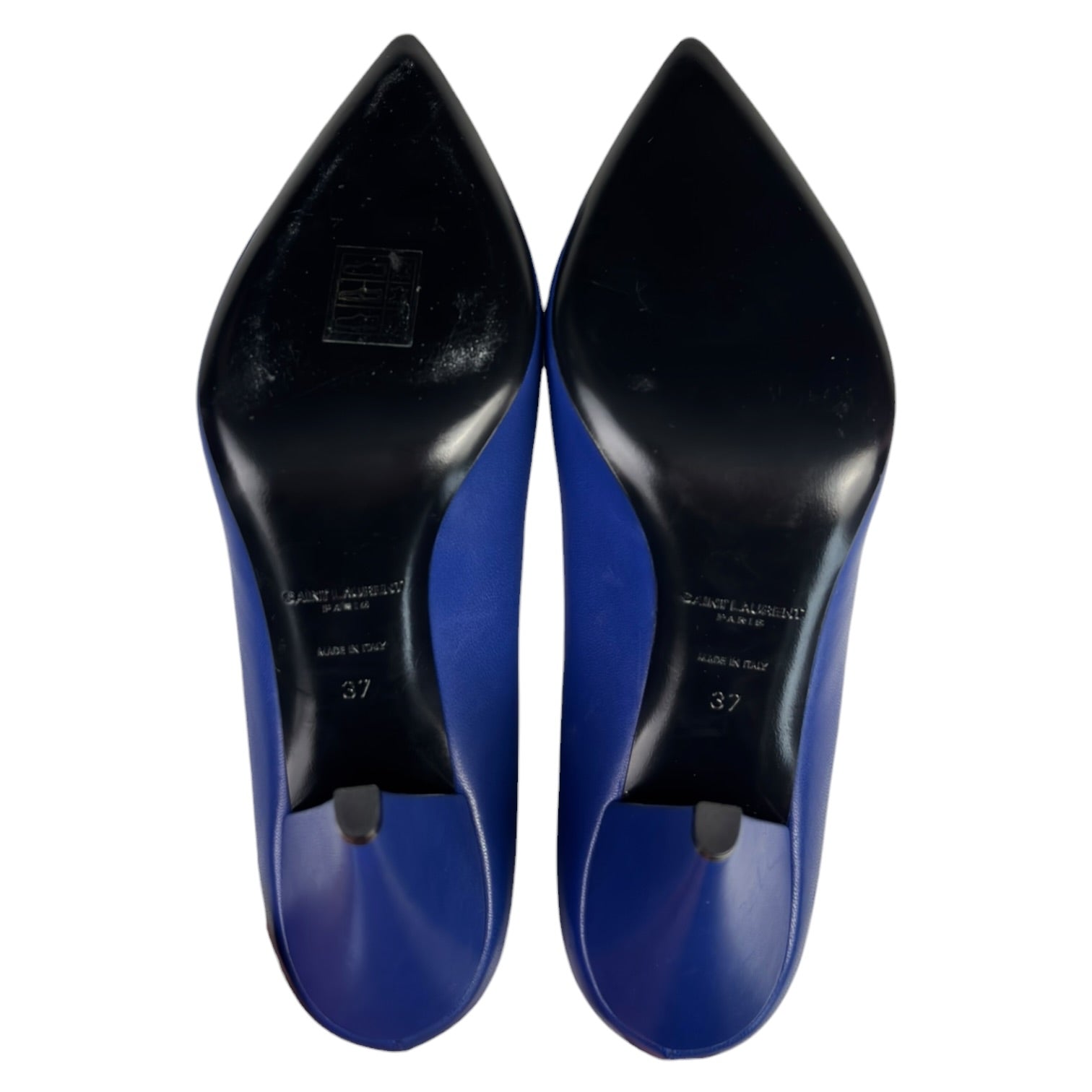 (W) Saint Laurent Patent Leather Kiki Pumps Blue