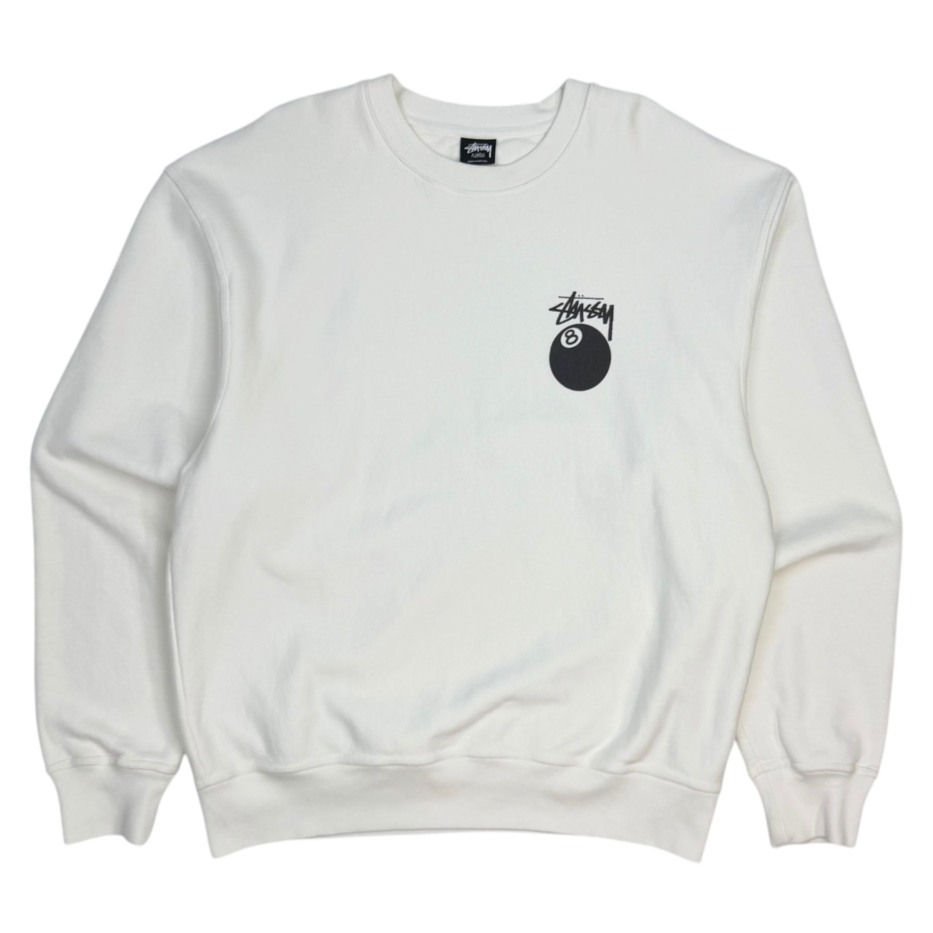 Stussy 8 Ball Pigment Dyed Crewneck White