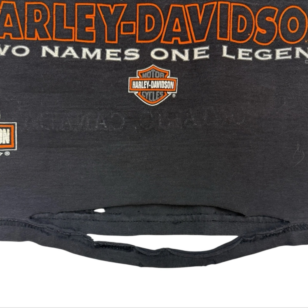 Vintage Harley Davidson Canadian Test Print Double Sided Tee Black