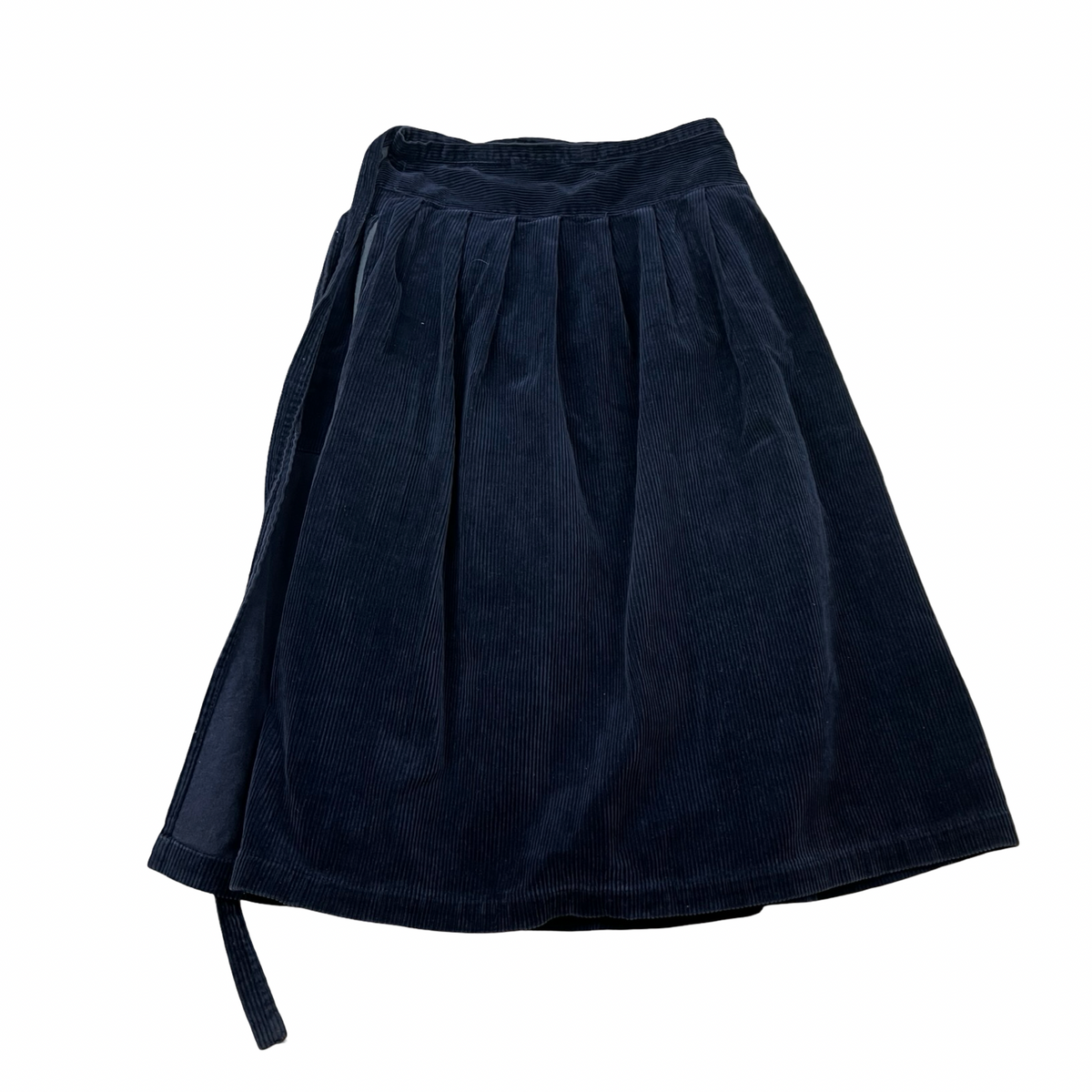 (W) Vintage Comme des Garçons Pleated Corduroy Wrap Skirt Navy Blue