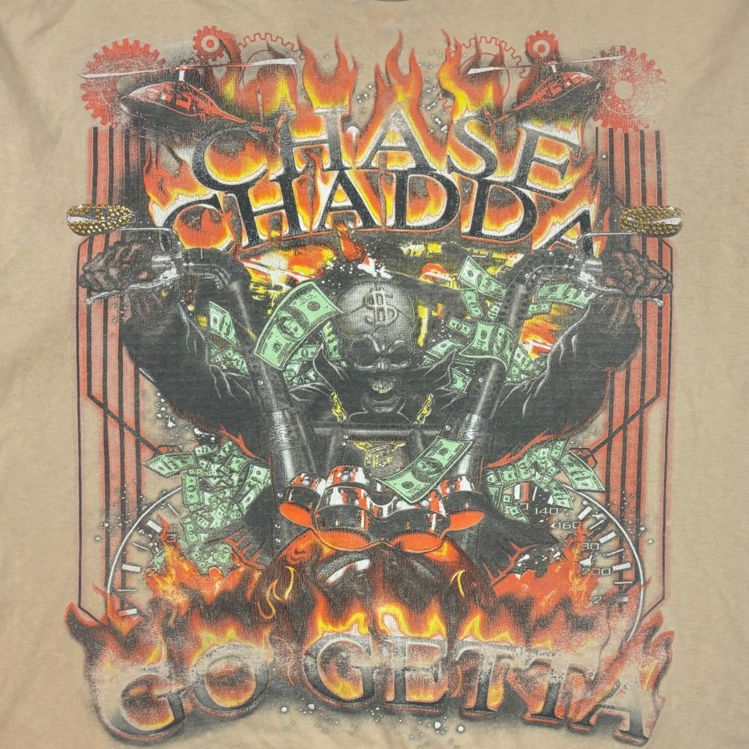 Vintage Y2K Fuya “Chase Chadda Go Getta” T-Shirt Tan