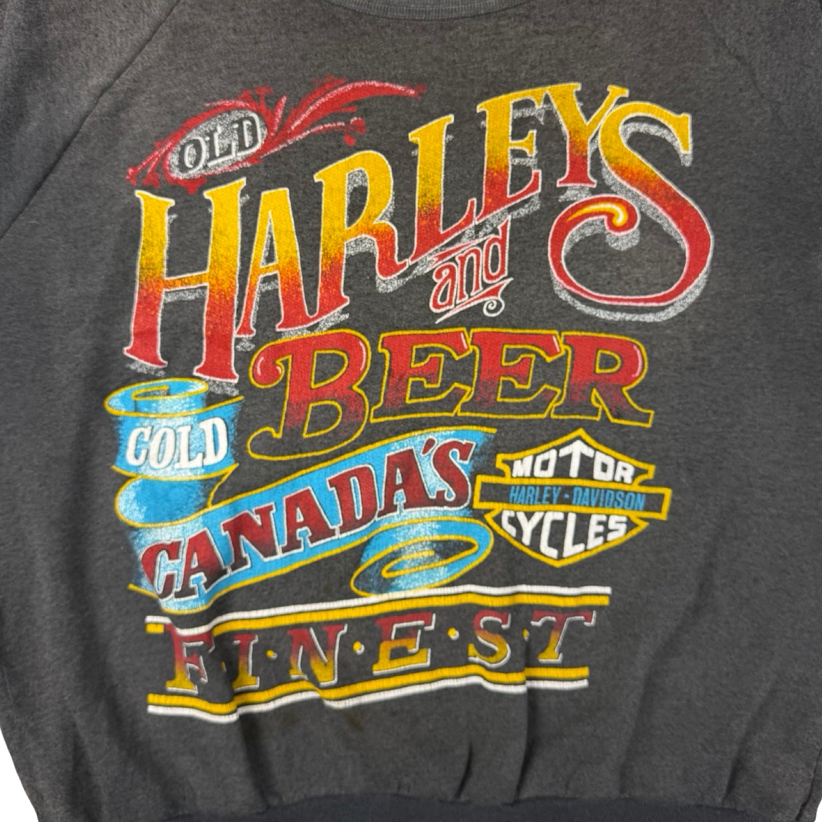 Vintage Old Harleys and Beer Harley Davidson Crewneck Sweatshirt Grey