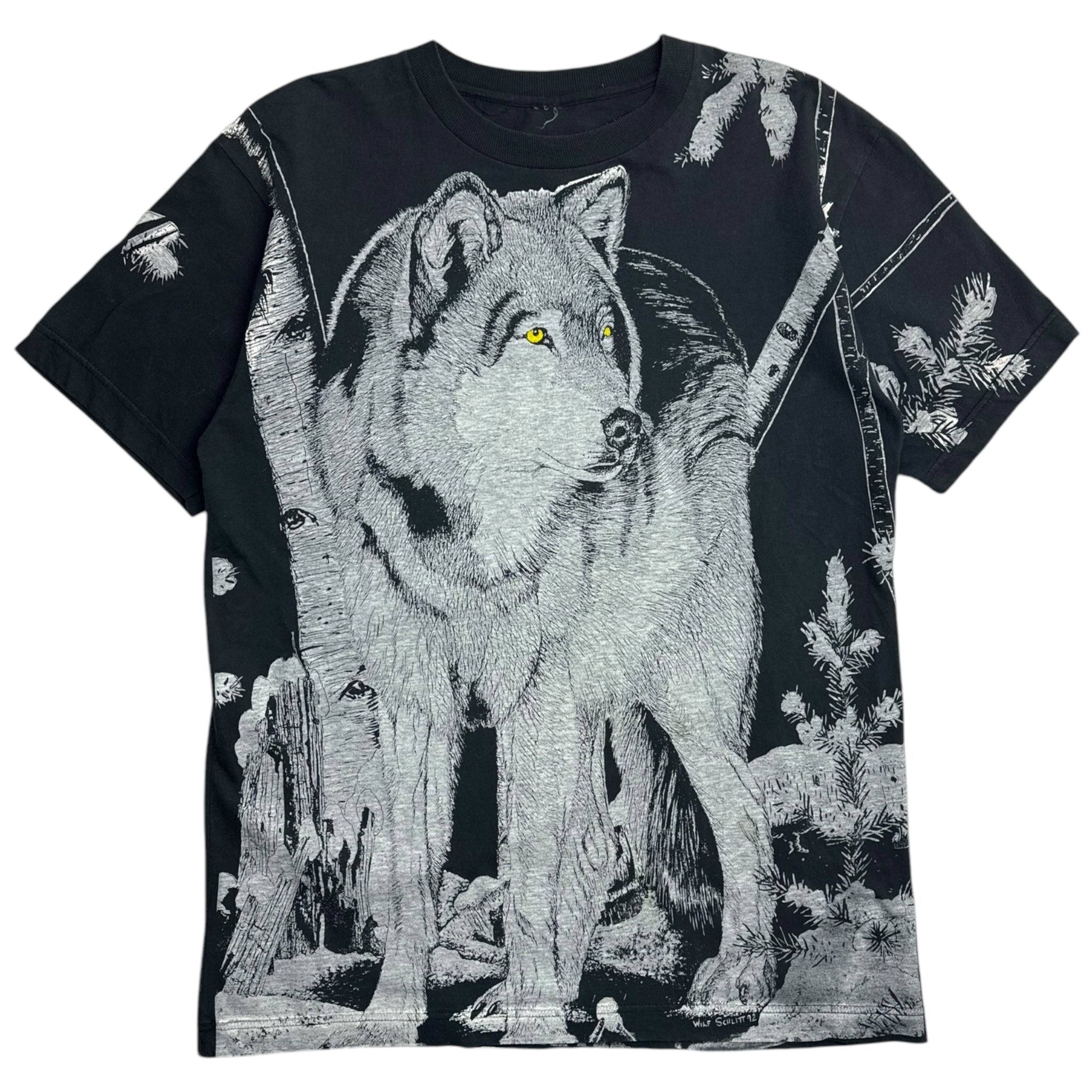 Vintage Wolf In The Woods All Over Print T-Shirt