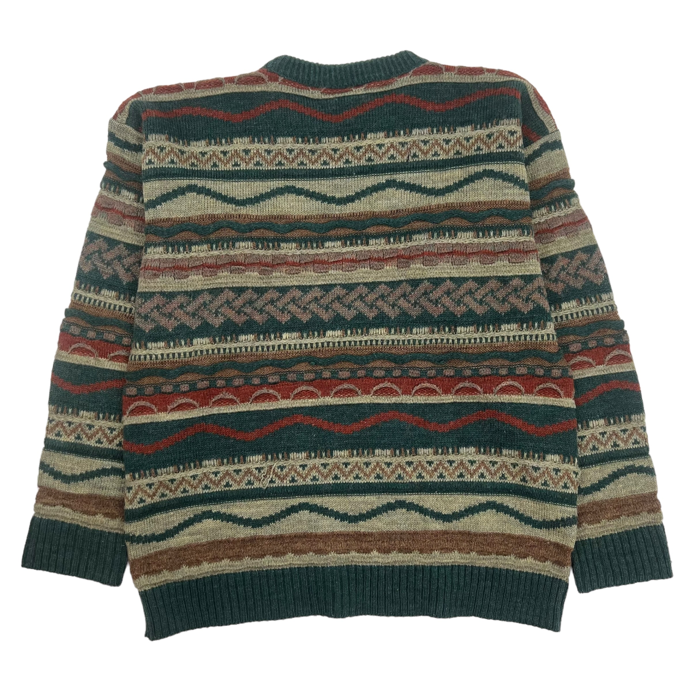 Vintage Phildar Patterned Knit Sweater Green