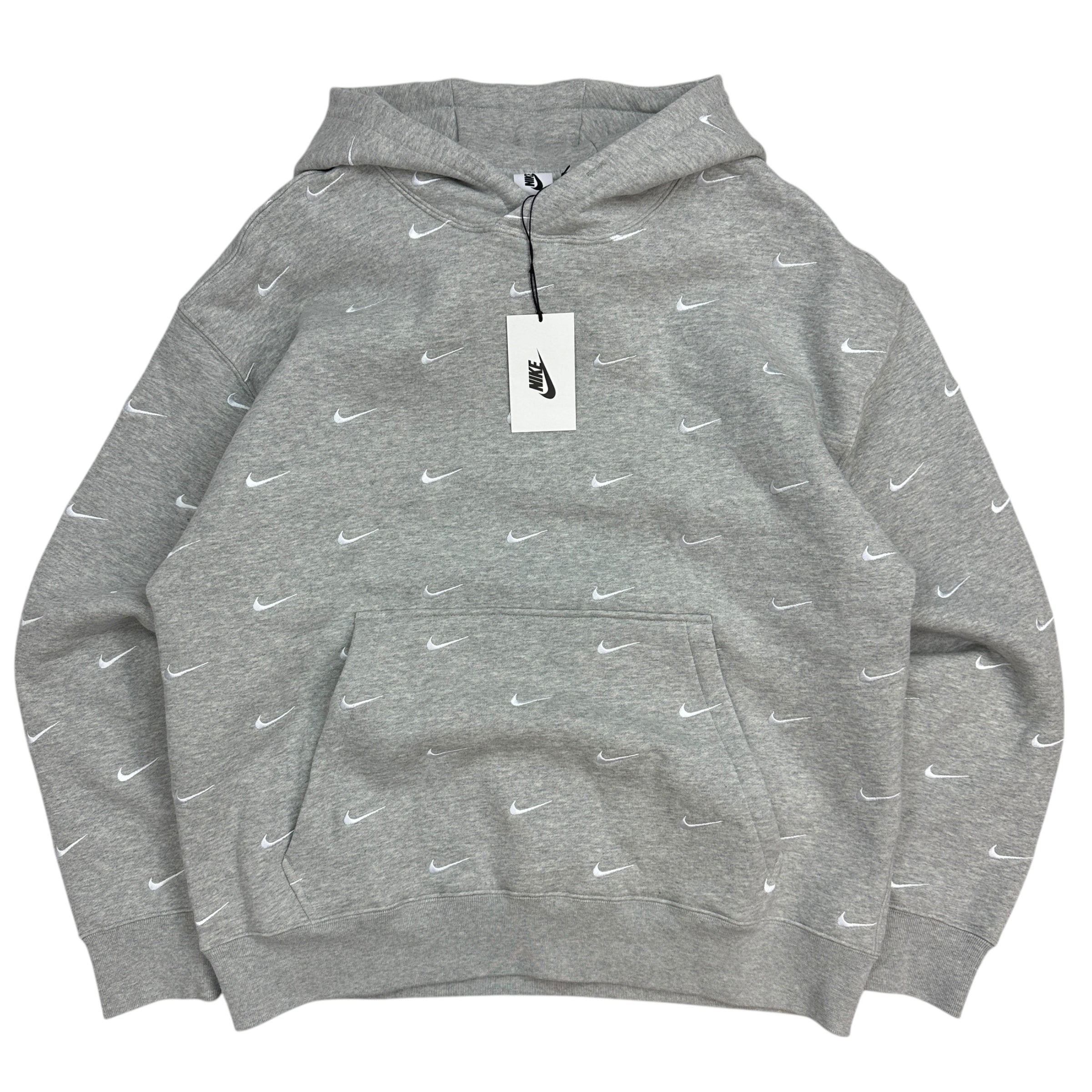 Nike NRG All Over Swoosh Logo Hoodie Grey