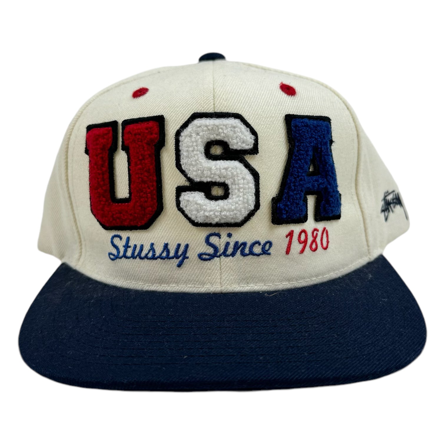 Stüssy USA Sample Snapback White/Navy