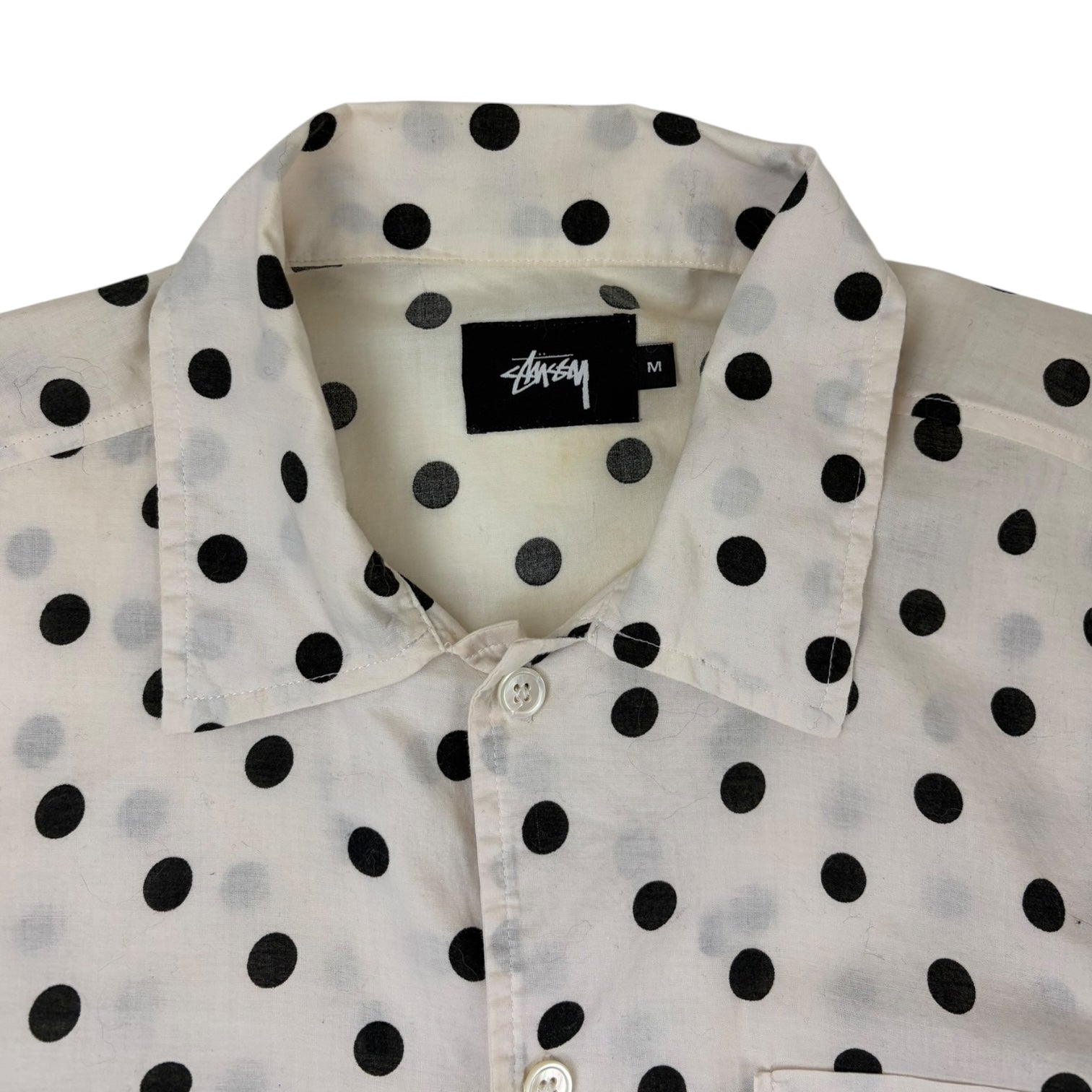 Stussy Polka Dot Button-Up T-Shirt White