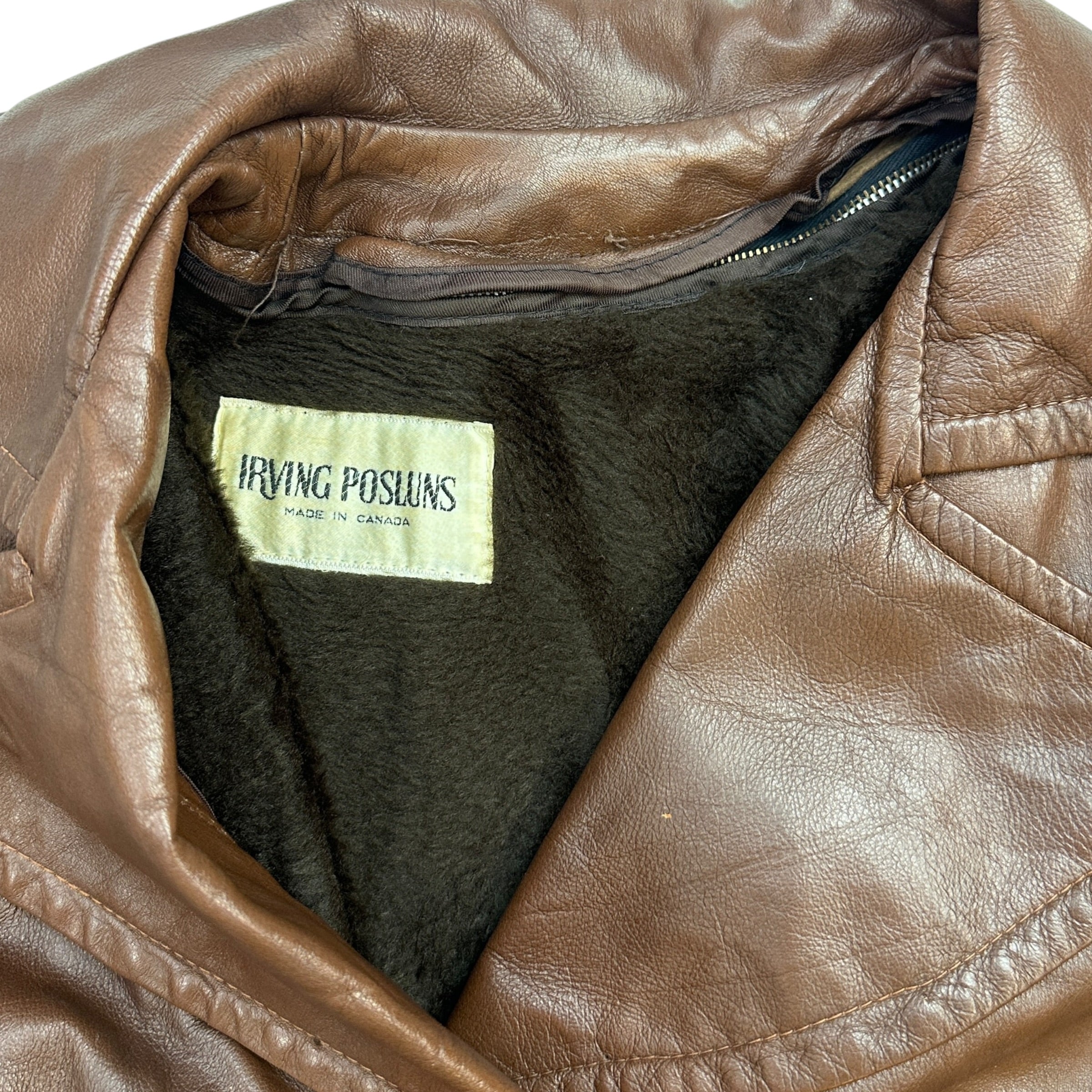 (W) Irving Posluns Leather Trench Coat Chocolate Brown