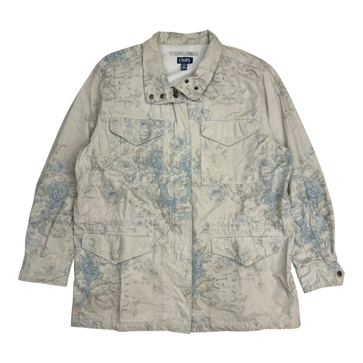 Vintage Chaps Floral Canvas Chore Jacket Cream