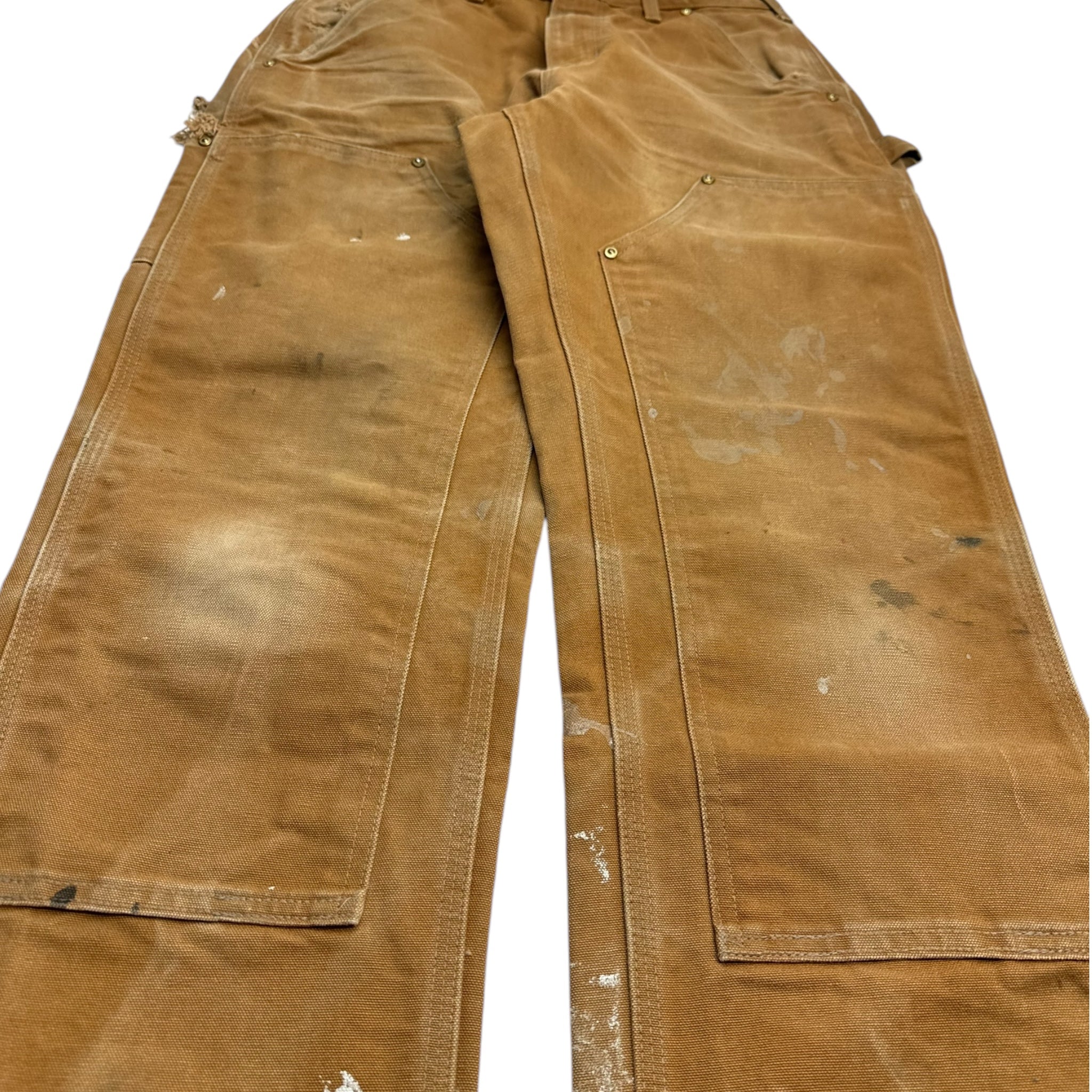 Vintage Carhartt Double Knee Paint Splatter Fade Tan