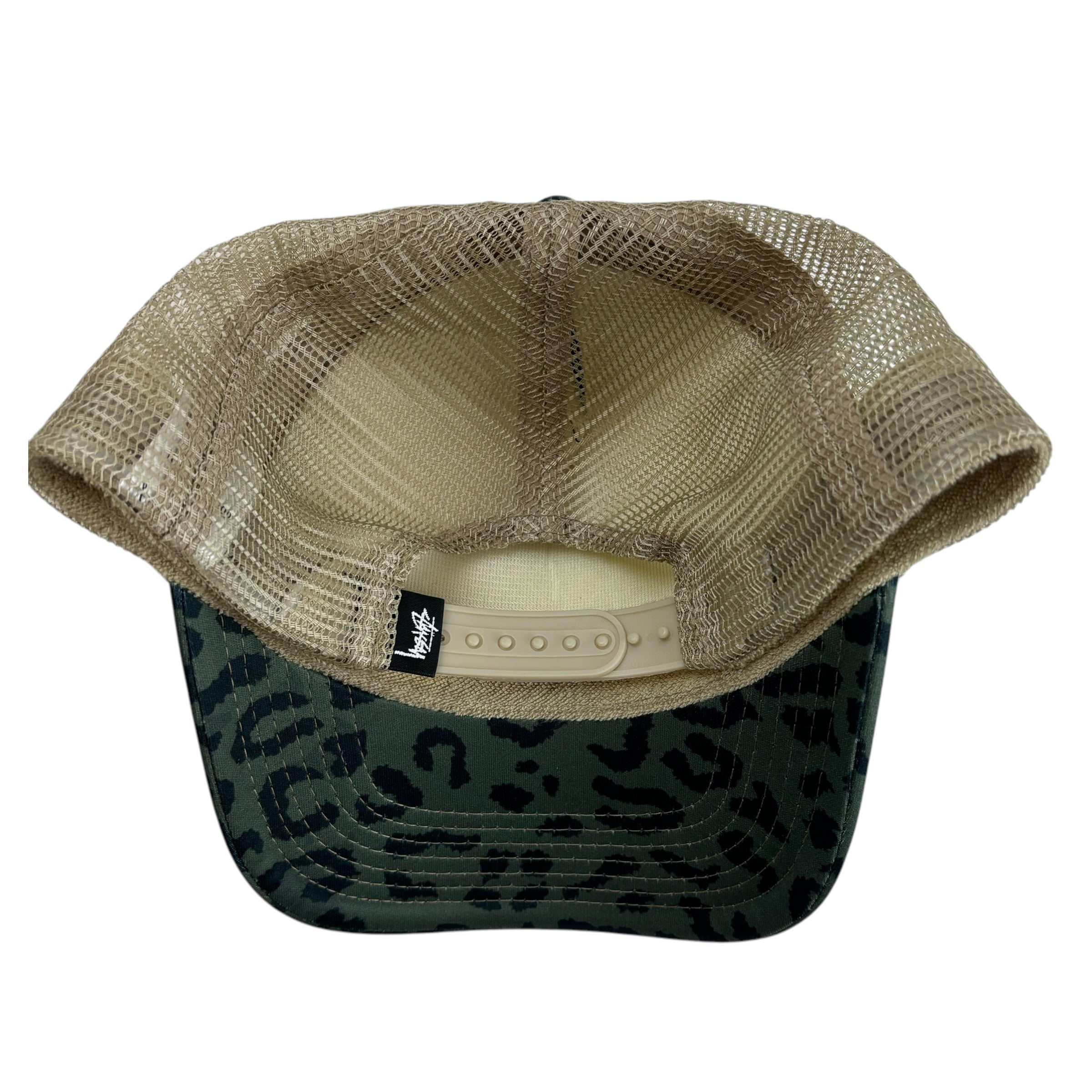 Stussy SS Link Trucker SnapBack Hat Green Leopard