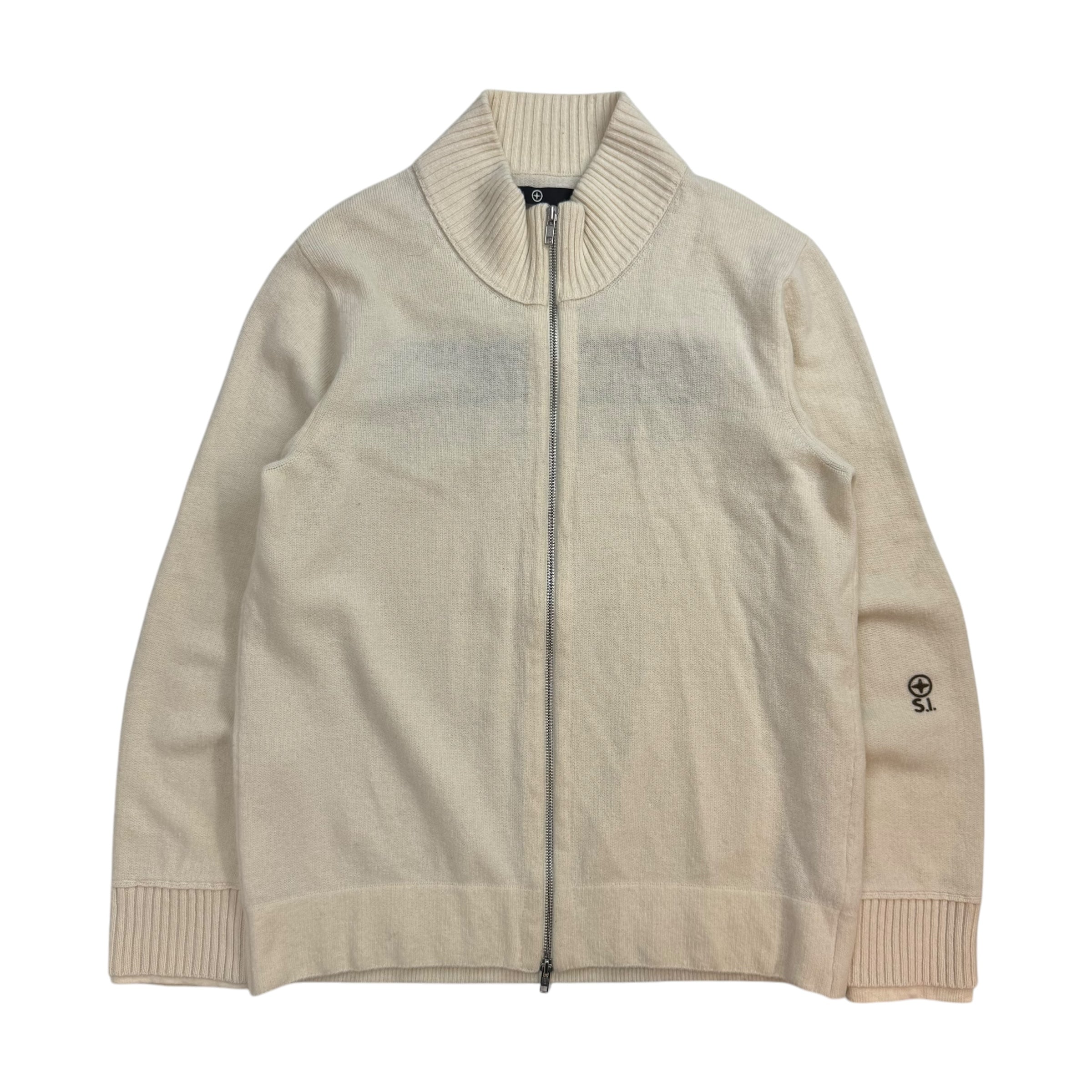 Vintage Stone Island Denims Zip Up Knit Sweater Cream