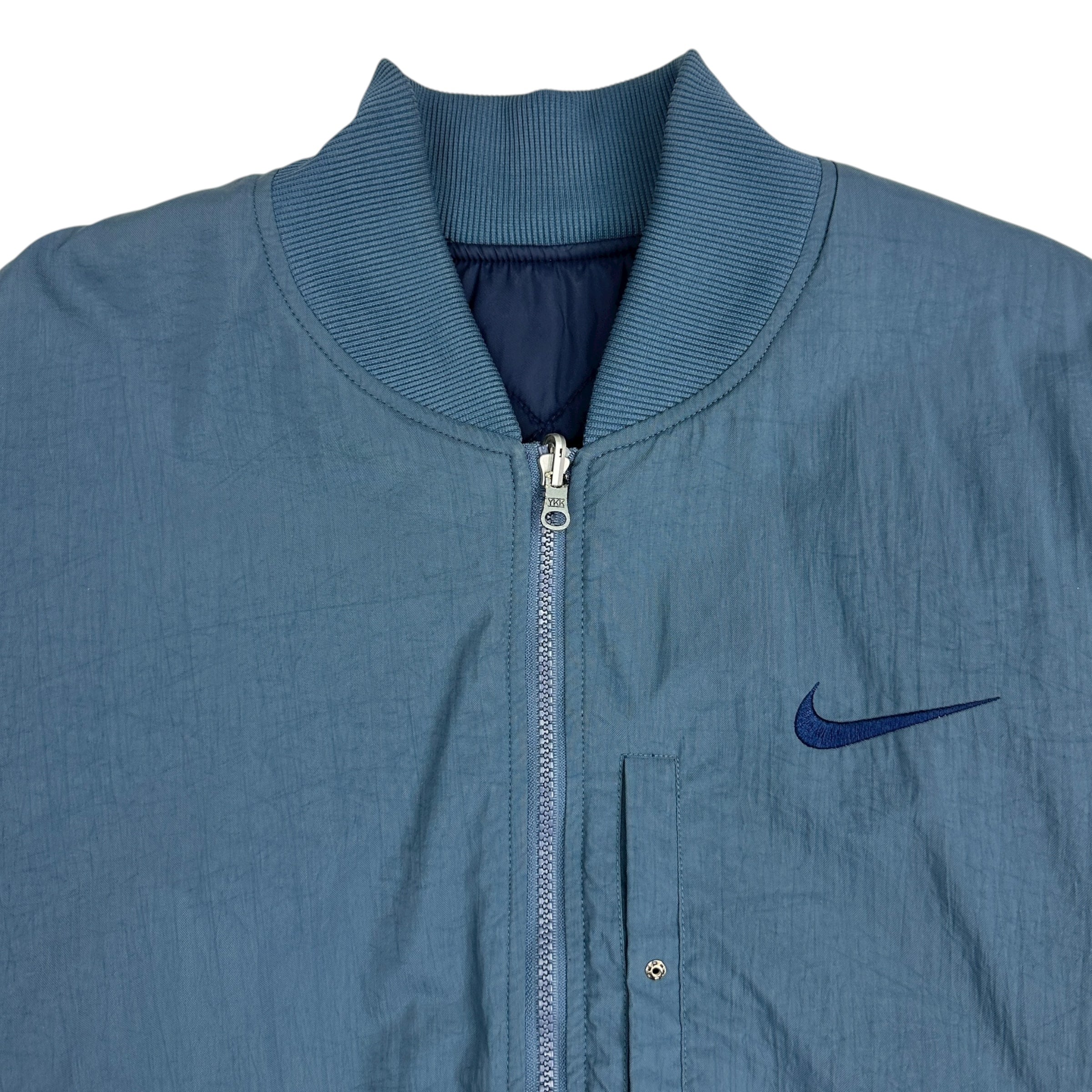 Vintage Nike Reversible Quilted Bomber Jacket Blue/Navy