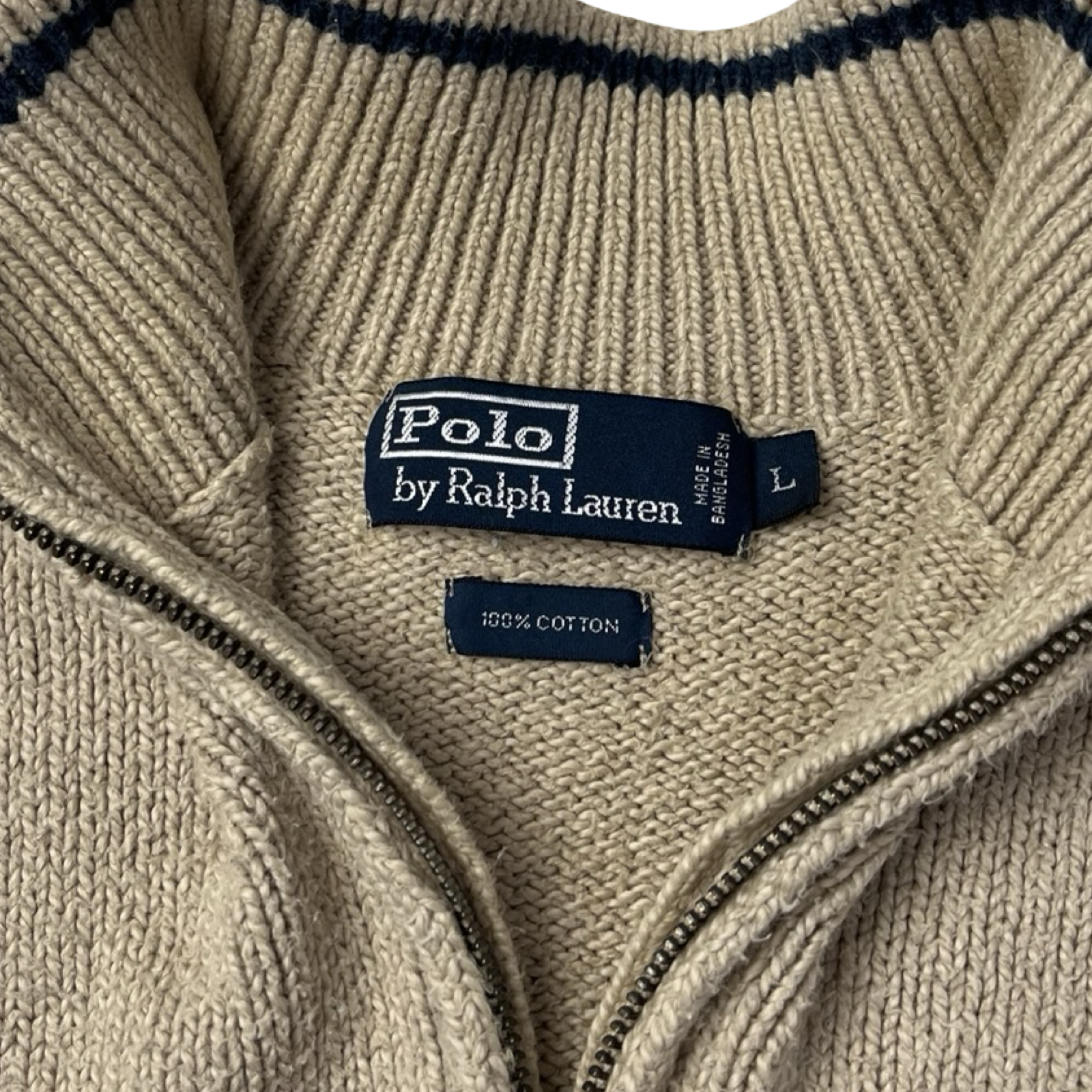 Vintage Polo Ralph Lauren Knit Quarter Zip Sweater Brown/Cream