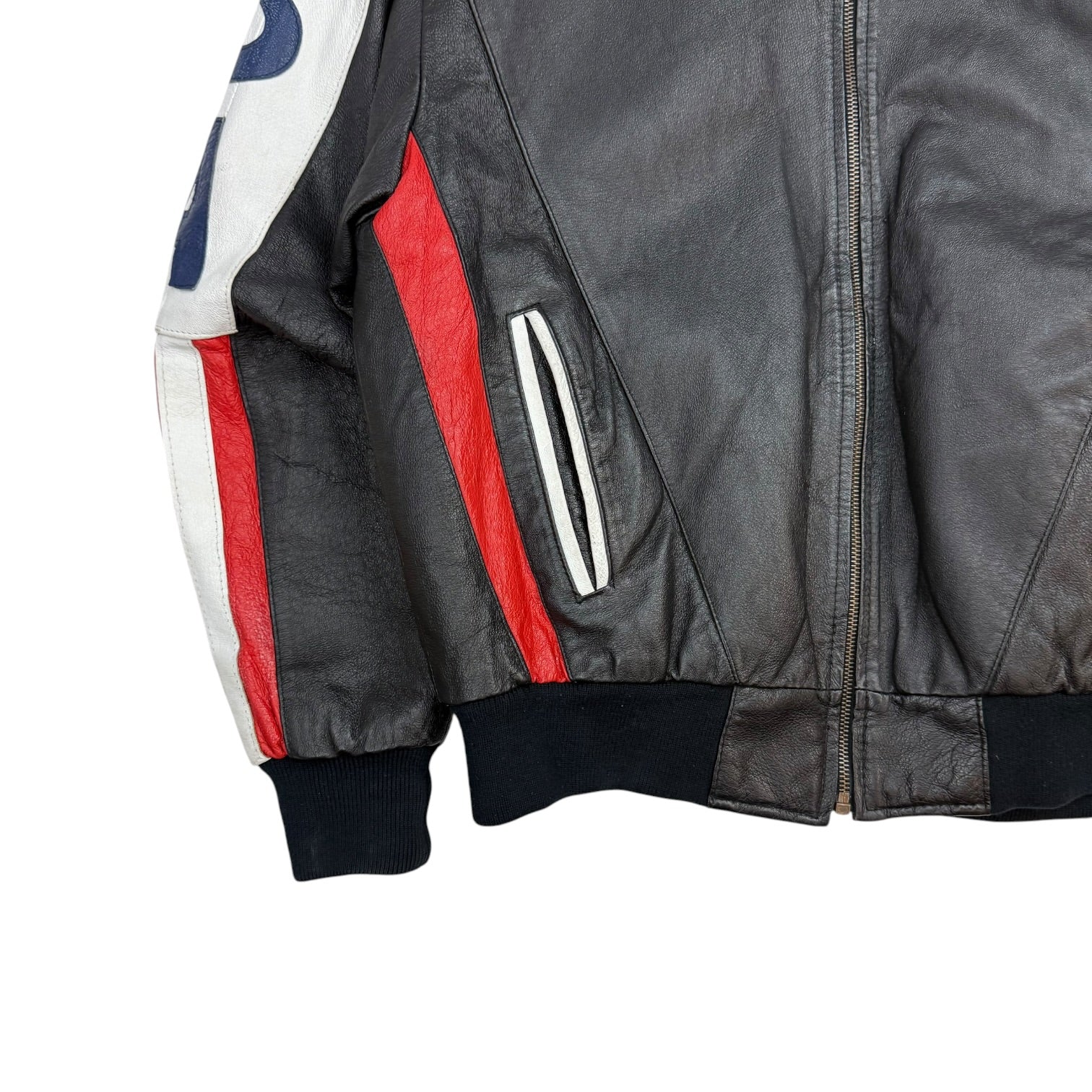 Vintage USA Flag Leather Jacket Black