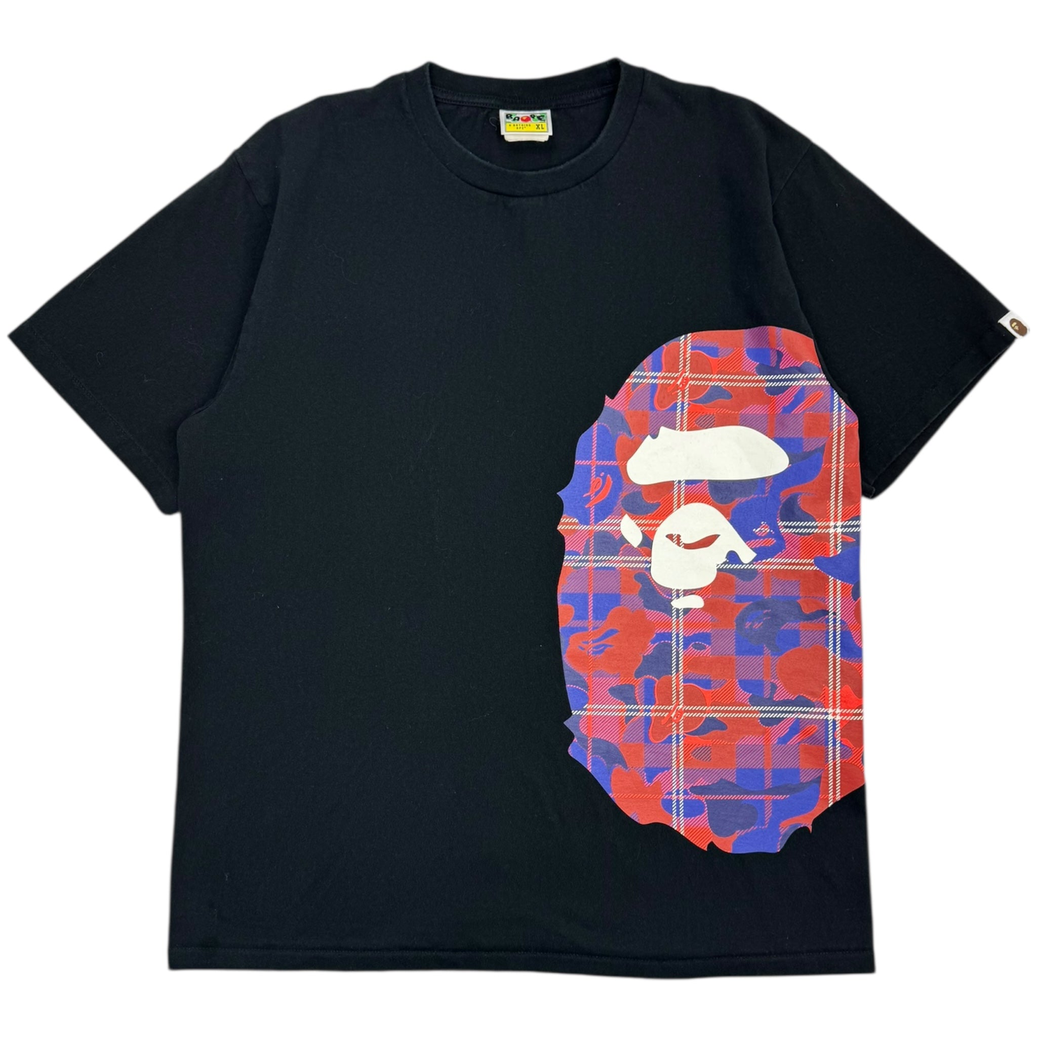 Bape Plaid Camo Side Big Ape Head T-Shirt