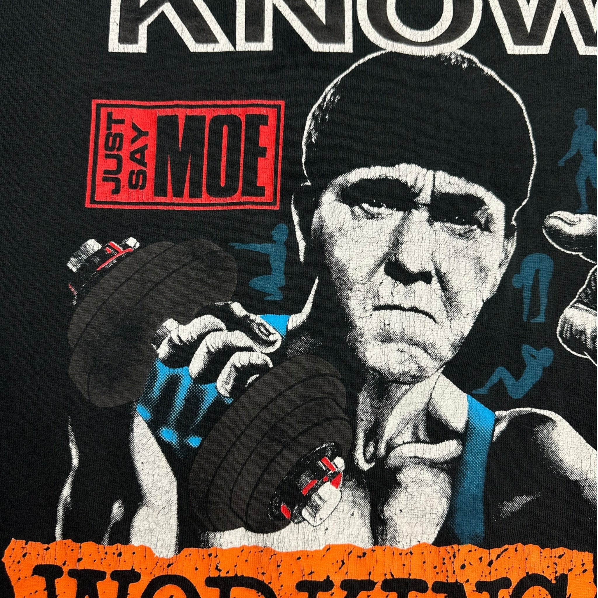 1991 The Three Stooges Moe Knows Working Out T-Shirt