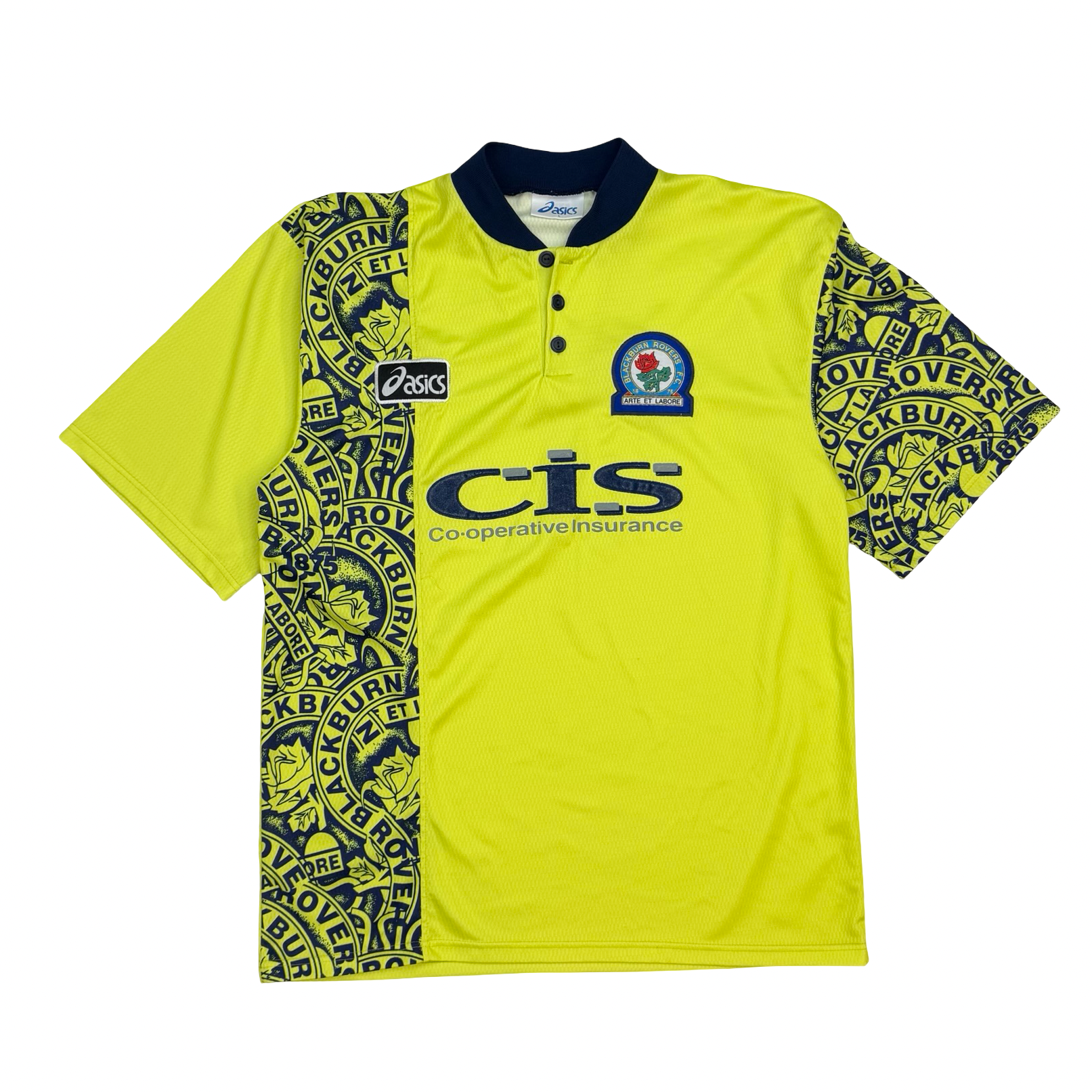 Vintage 1996-97 Blackburn Rovers Away Jersey Bright Yellow