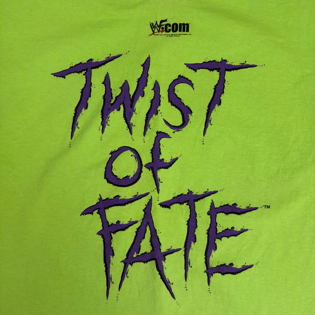 Vintage 2001 WWF Jeff Hardy Twist of Fate Hardy Boyz Tee Green