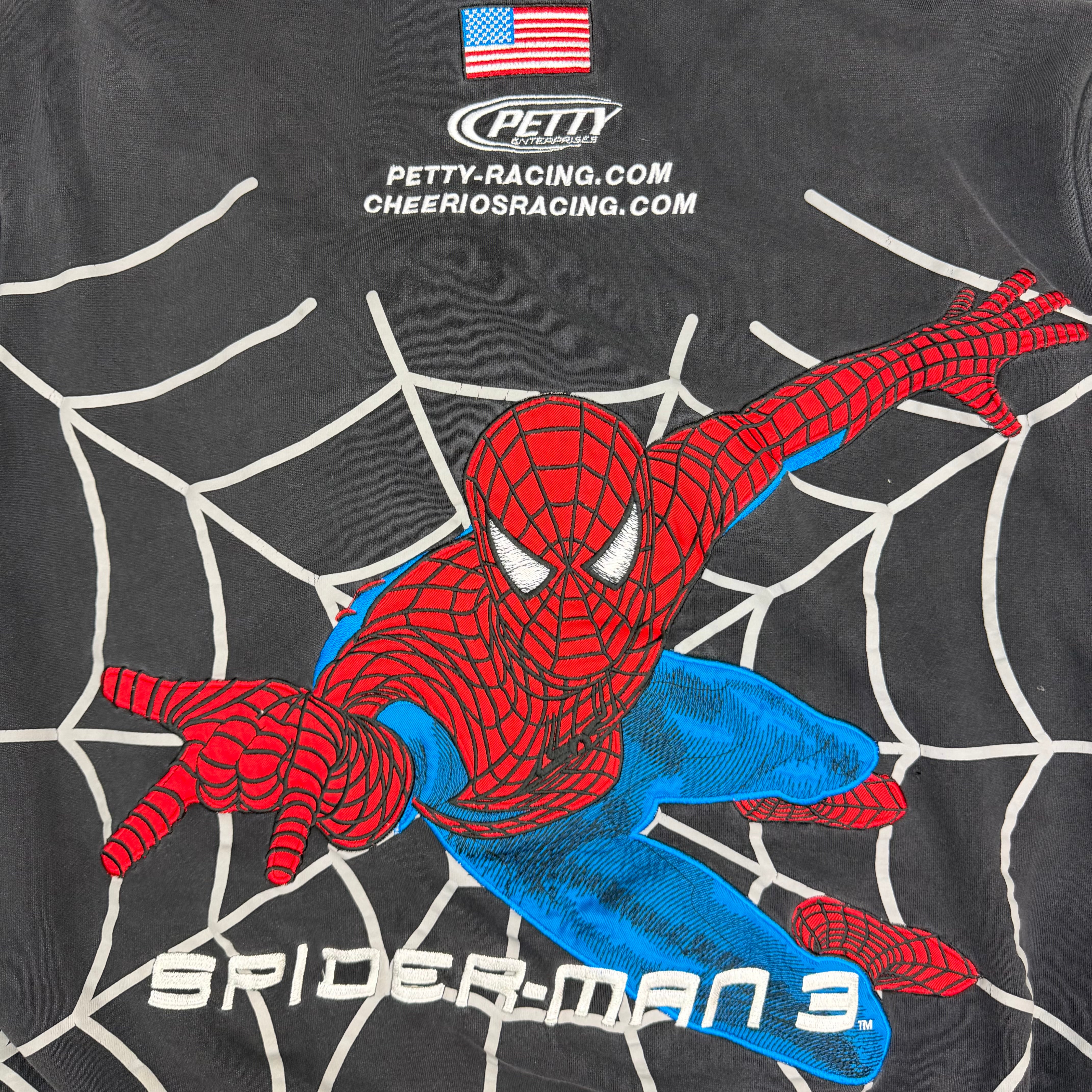 Vintage Spider-Man 3 Jeff Hamilton Full Zip NASCAR Racing Jacket Black