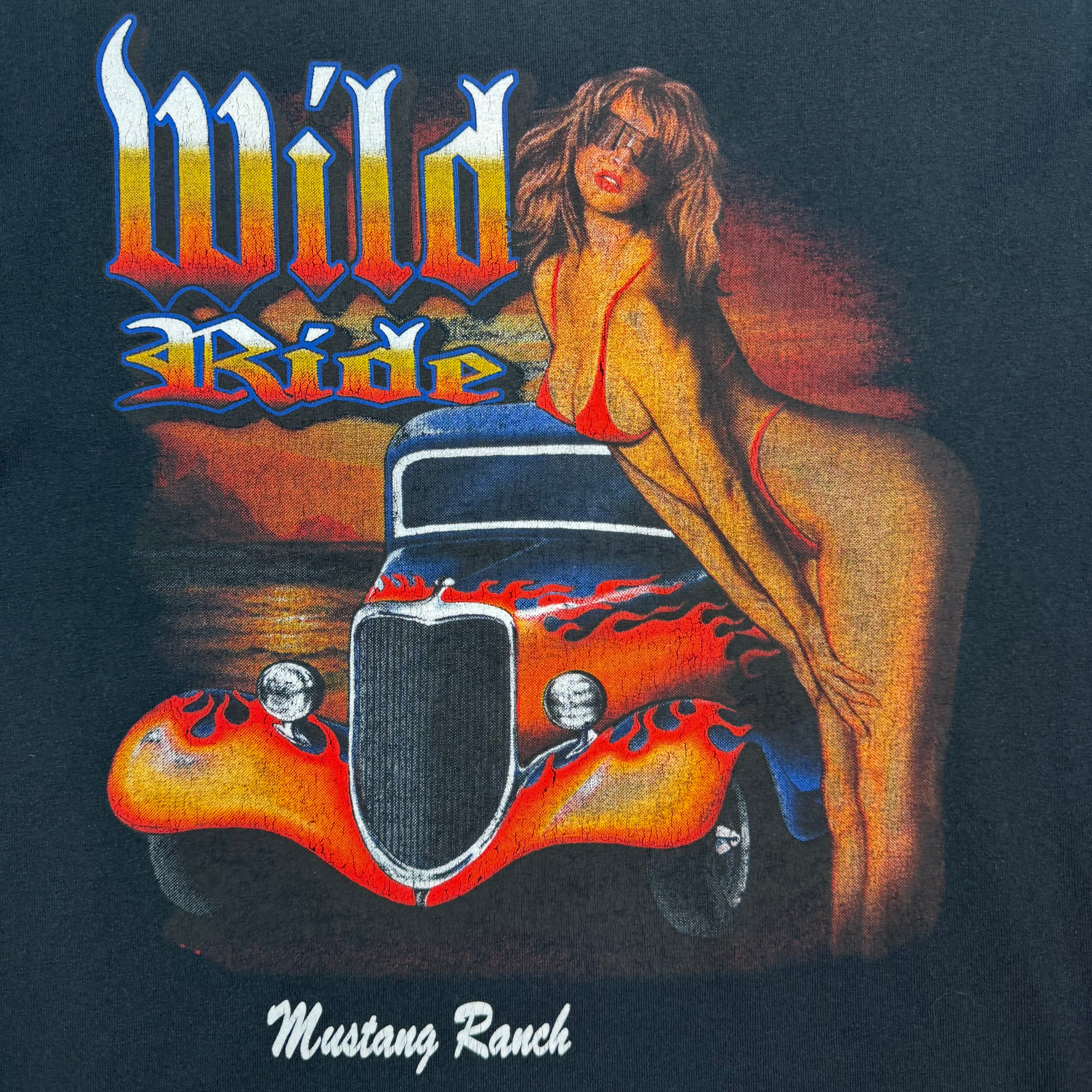 Vintage Wild Ride Mustang Ranch Tee Black