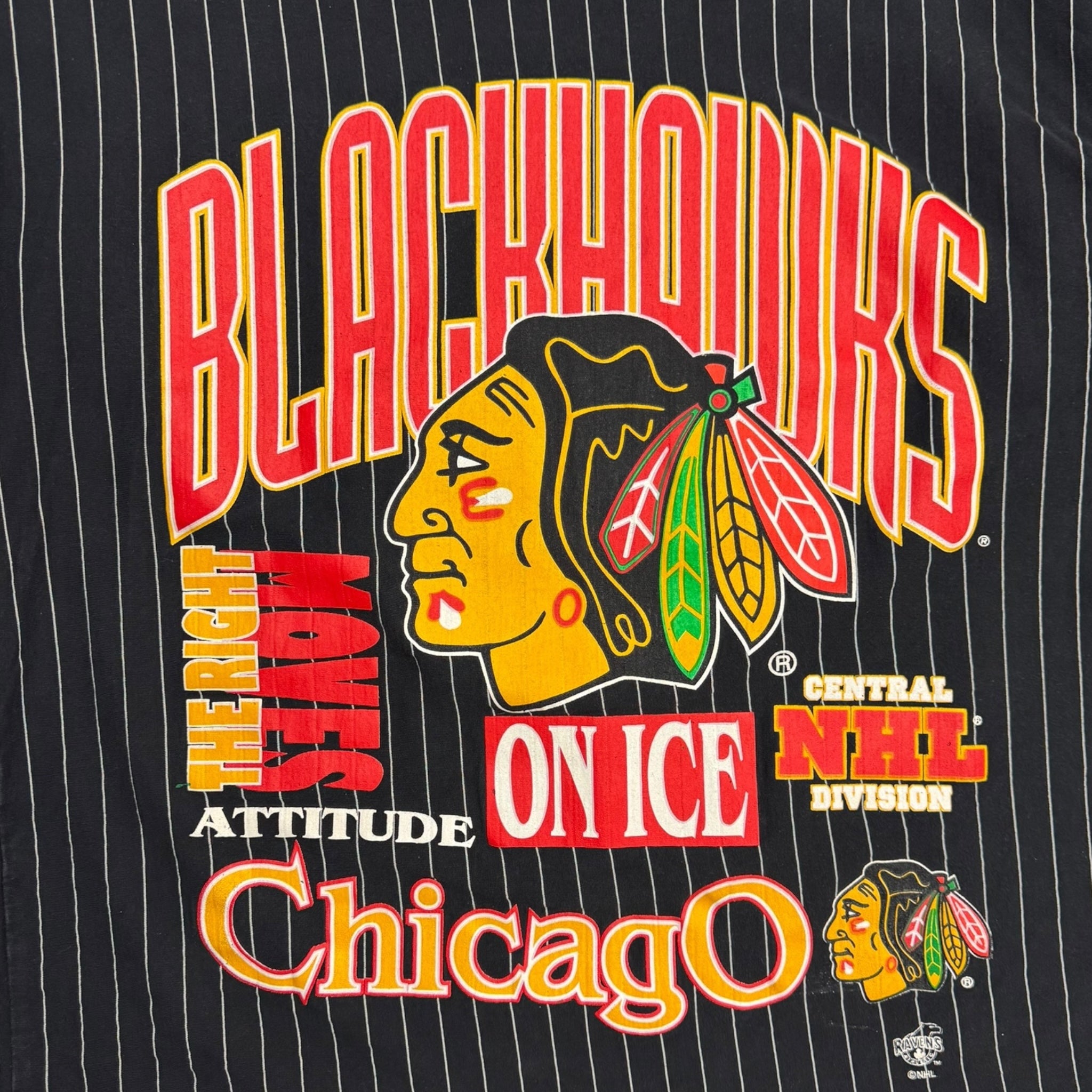 Vintage Chicago Black Hawks All Over Print Jersey T-Shirt