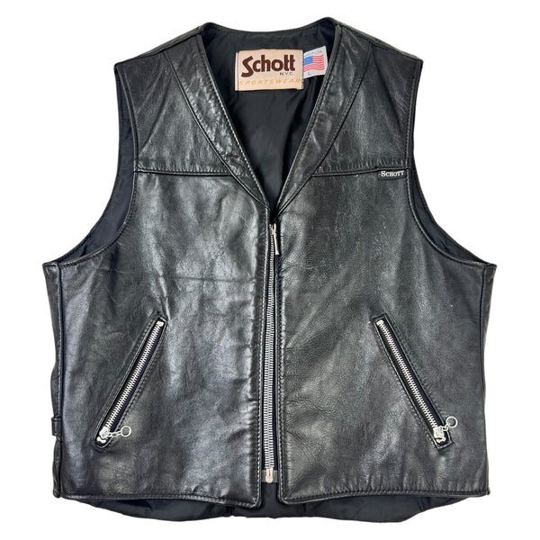 Vintage Schott NYC Leather Vest Black