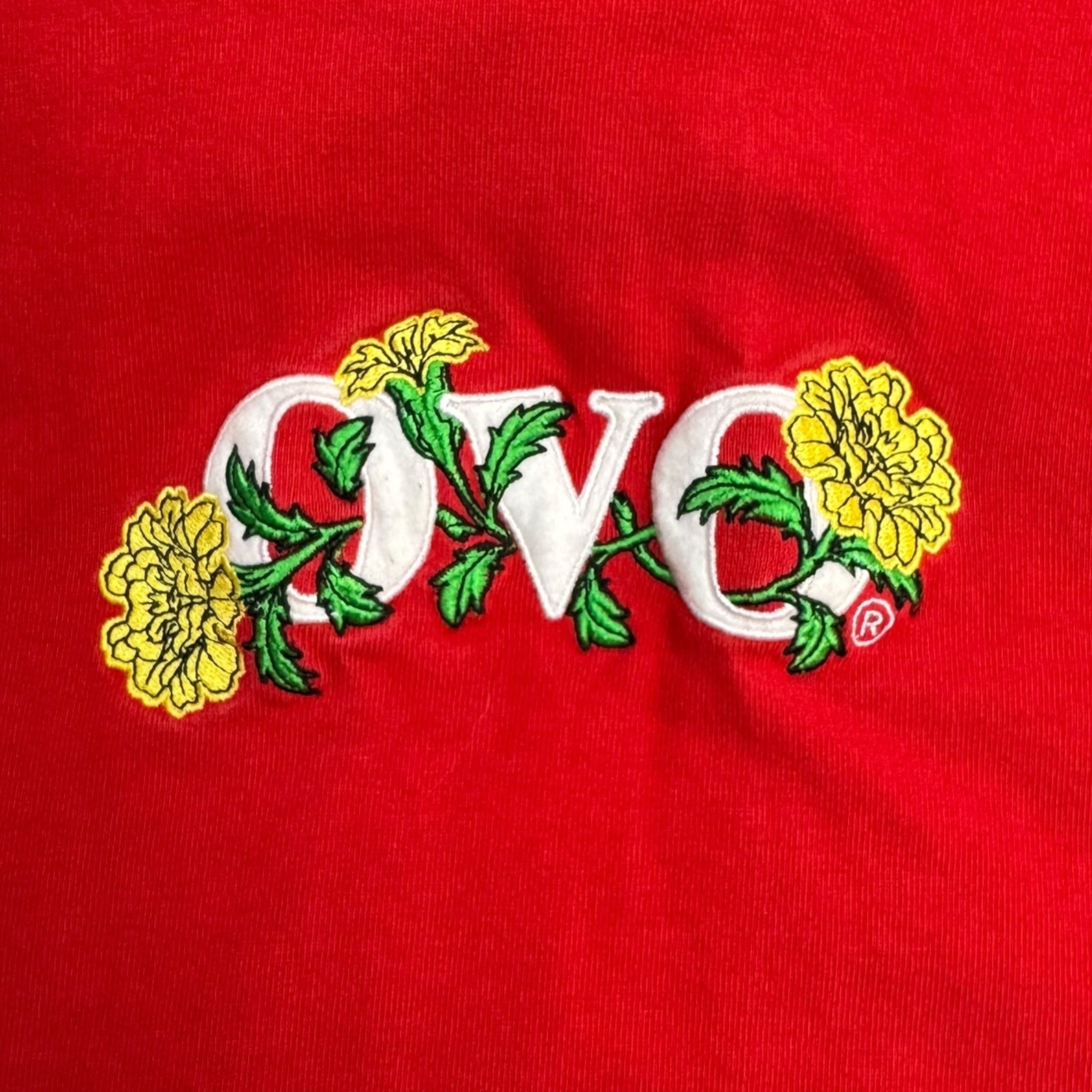 OVO Flower Embroidered Pullover Hoodie Red