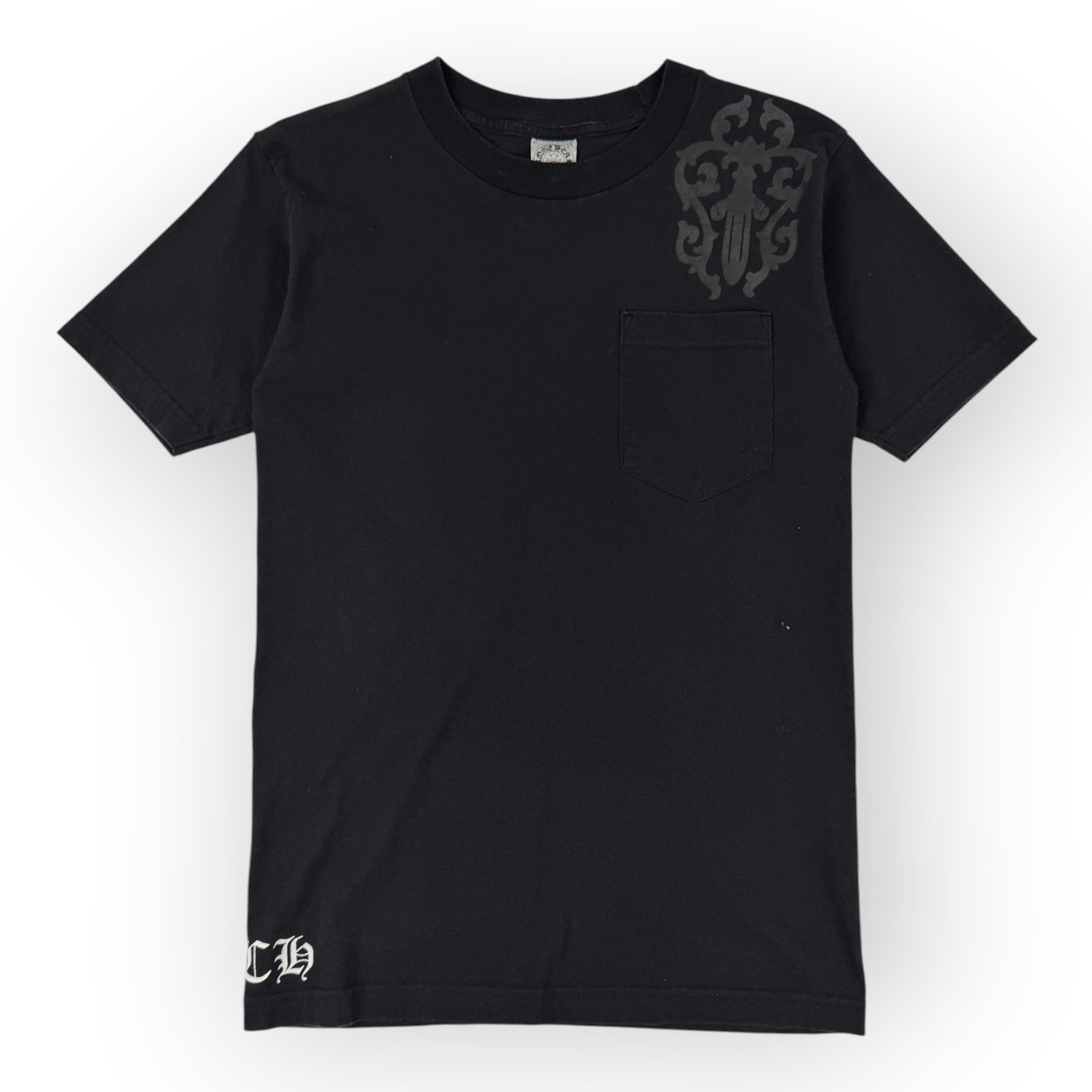 Vintage Chrome Hearts Tonal Cemetery Pocket T-Shirt Black
