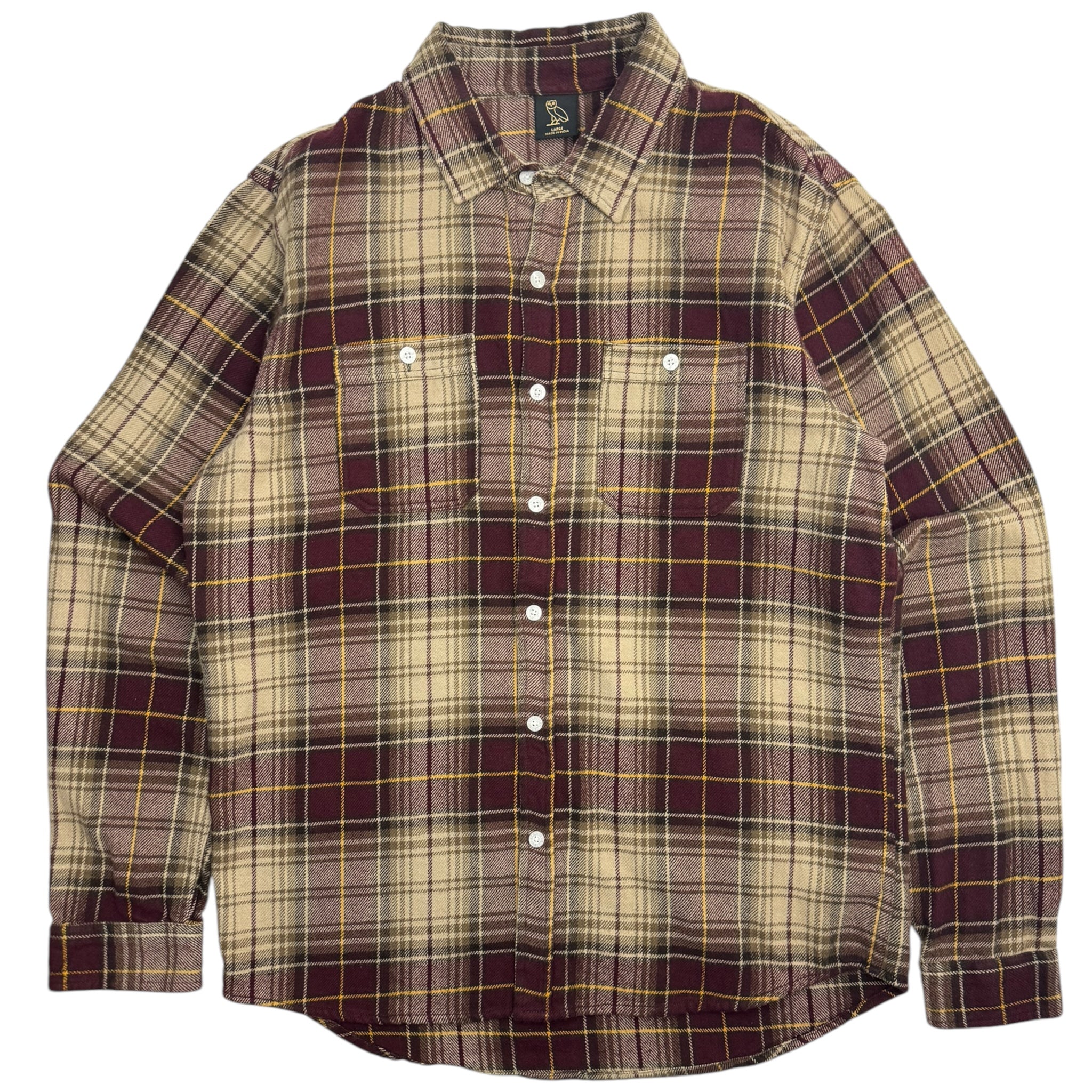 OVO Back Logo Flannel Shirt Brown