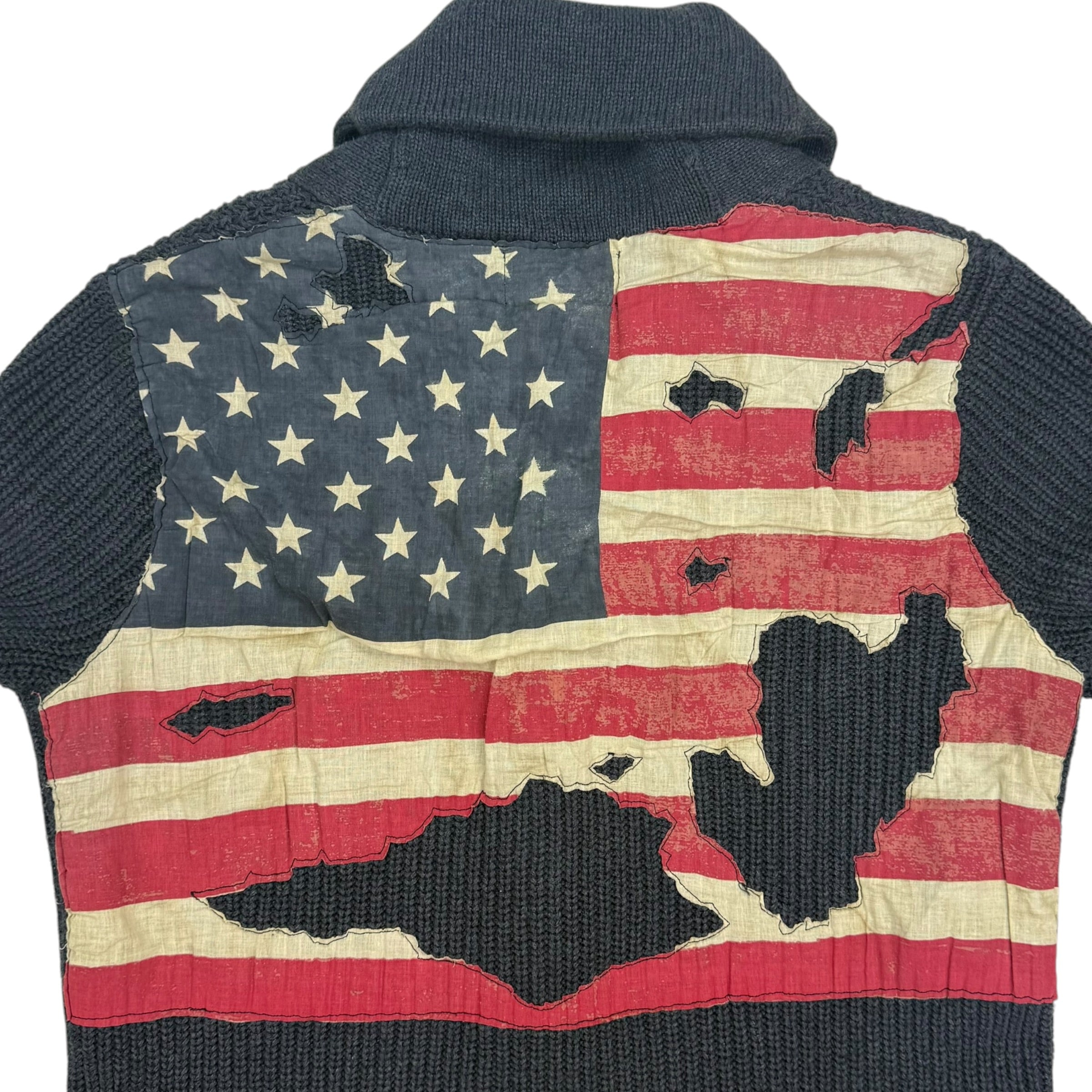 Vintage Ralph Lauren Denim & Supply Flag Cardigan Blue
