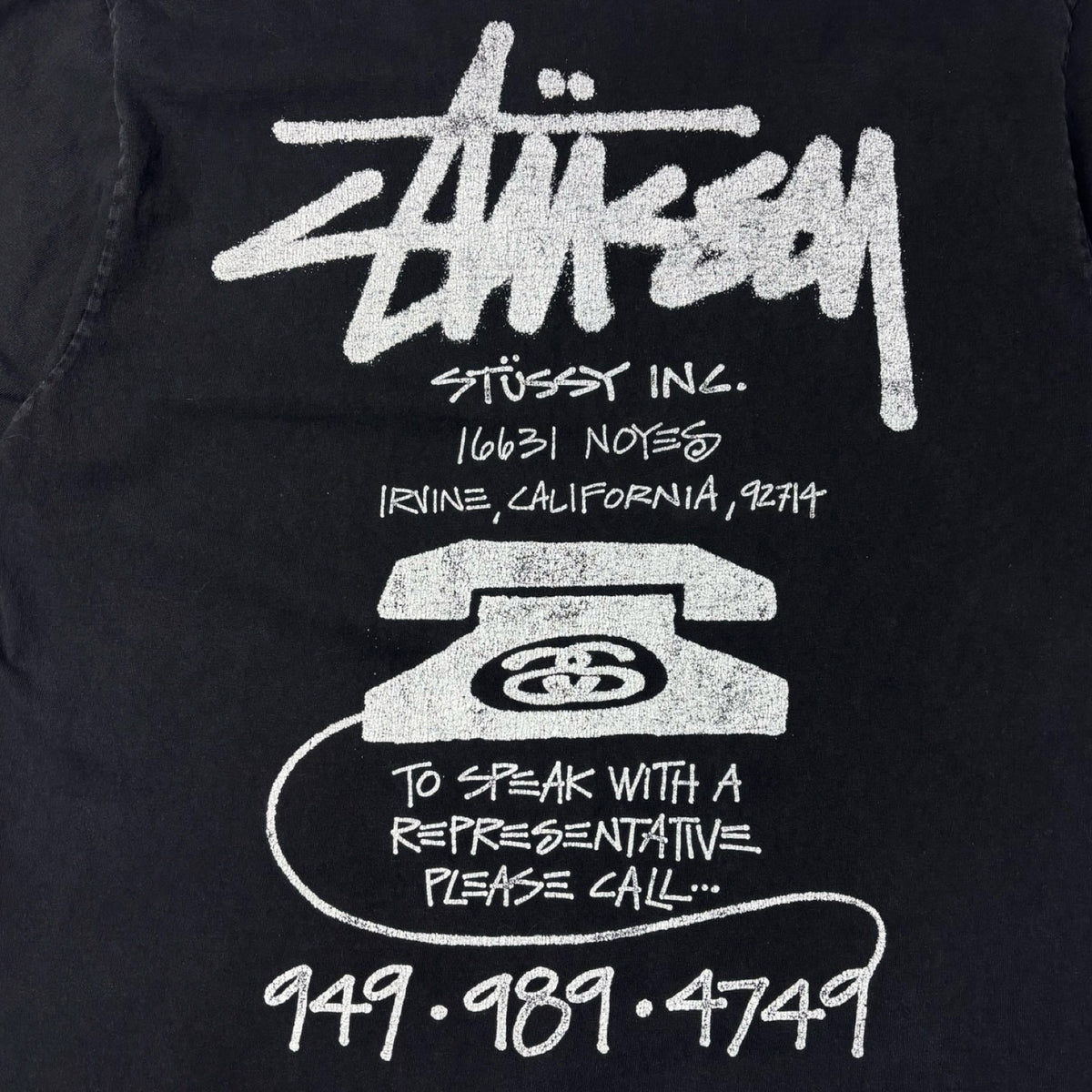 Stussy Old Phone Pigment Dyed Tee Black