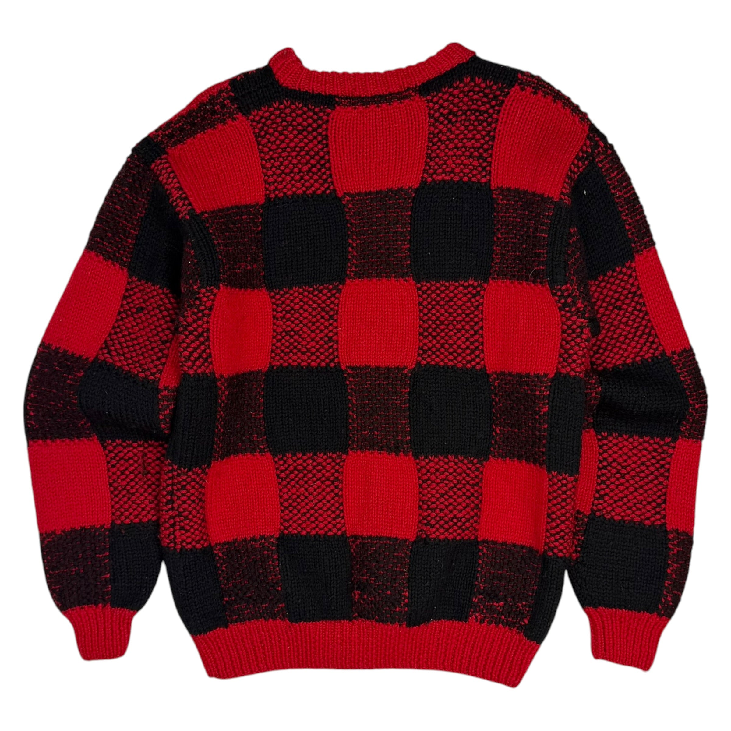 Vintage Polo Ralph Lauren Buffalo Plaid Knit Sweater Red