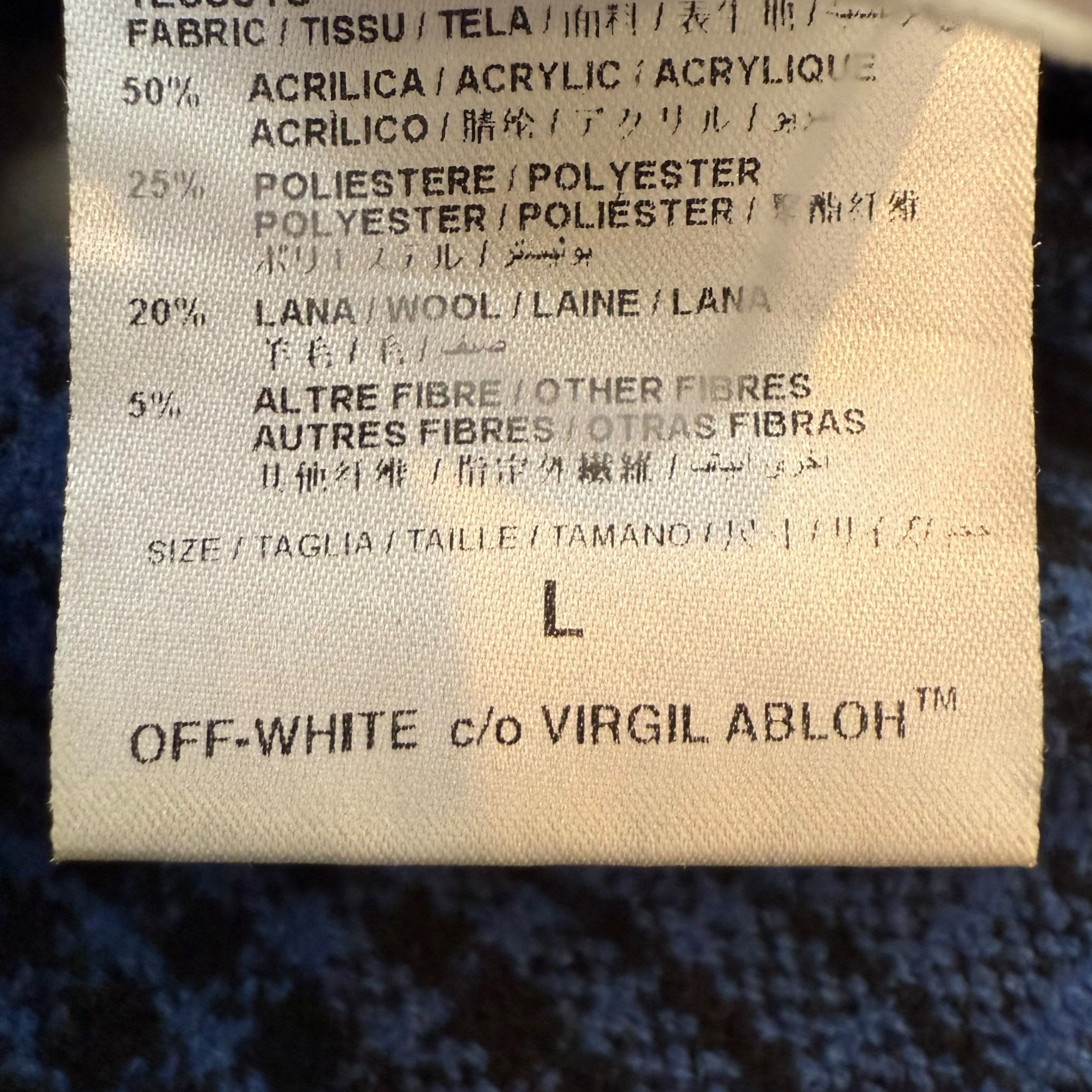 Off-White Tartan Wool Flannel Button Up Blue/Black