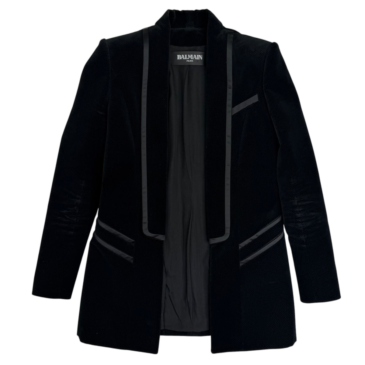 (W) Balmain Velvet Suit Jacket Black