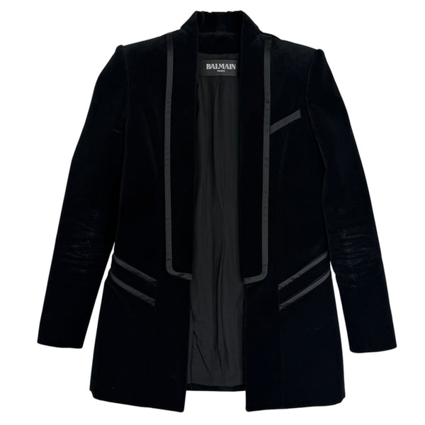 (W) Balmain Velvet Suit Jacket Black