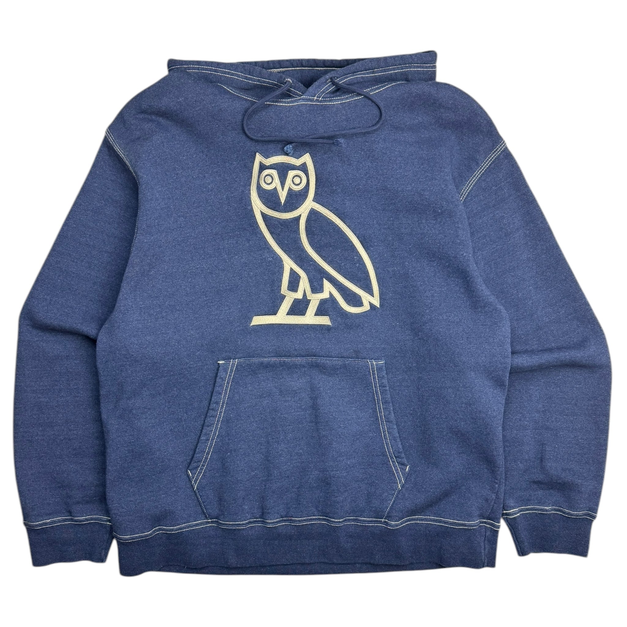 OVO Big Owl Grament Dyed Hoodie Blue