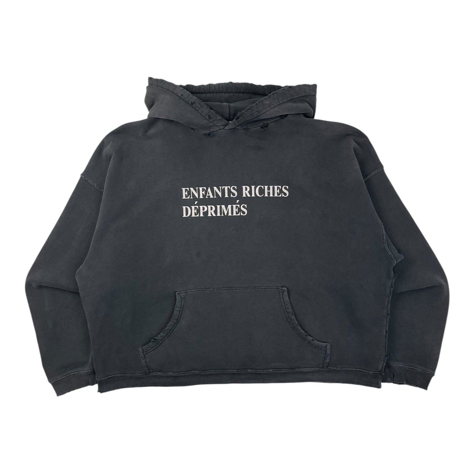 Enfants Riches Déprimés Thrashed Logo Hoodie Worn Black