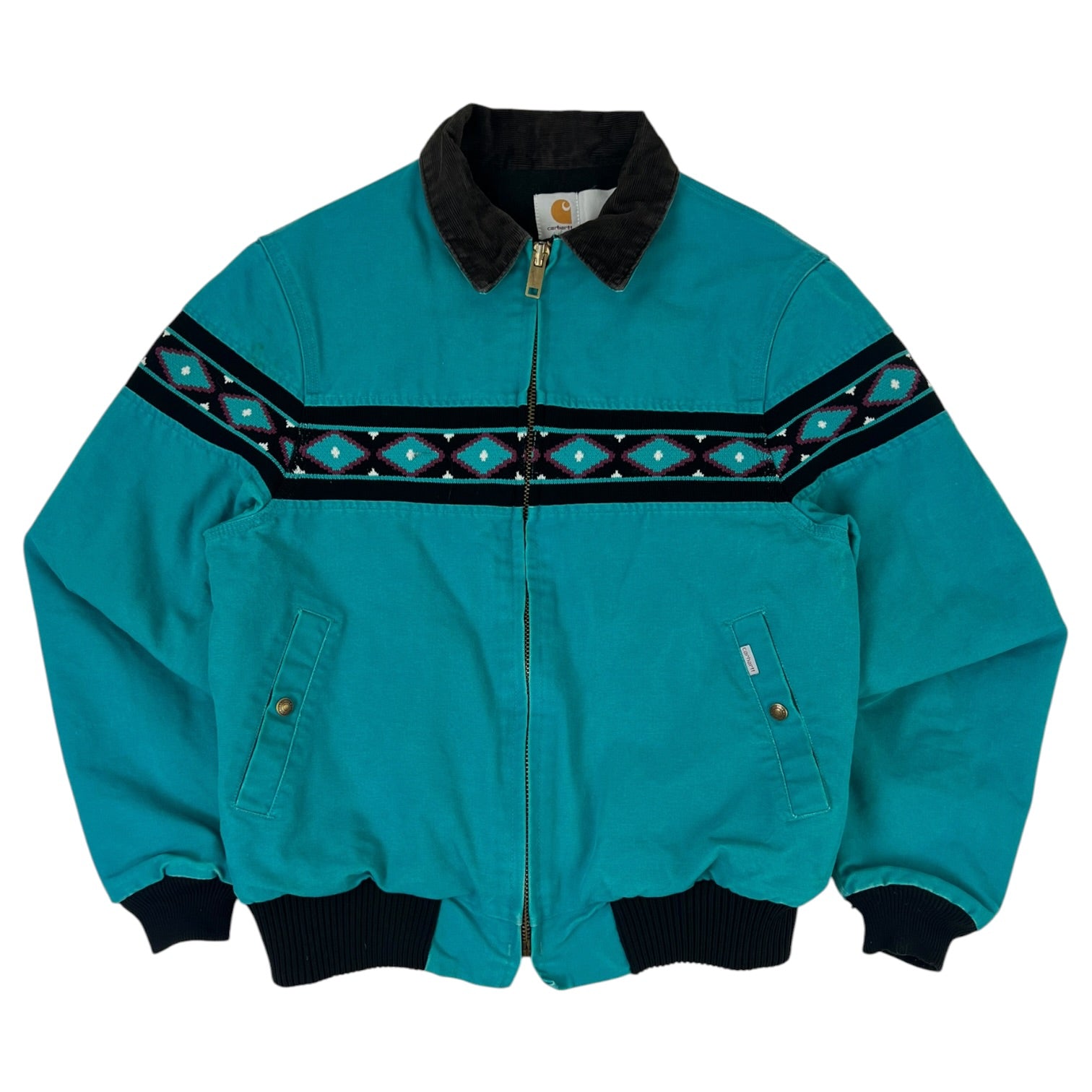 Vintage 1990’s Carhartt Southwest Aztec Print Jacket Turquoise