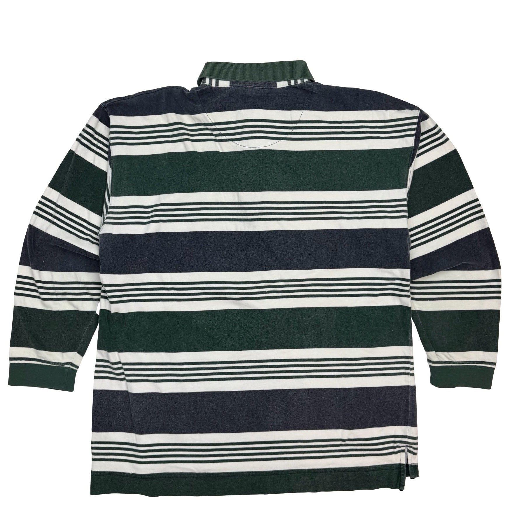 Vintage Guess “The Harvest Golf Club” Striped Longsleeve Polo Green/Navy