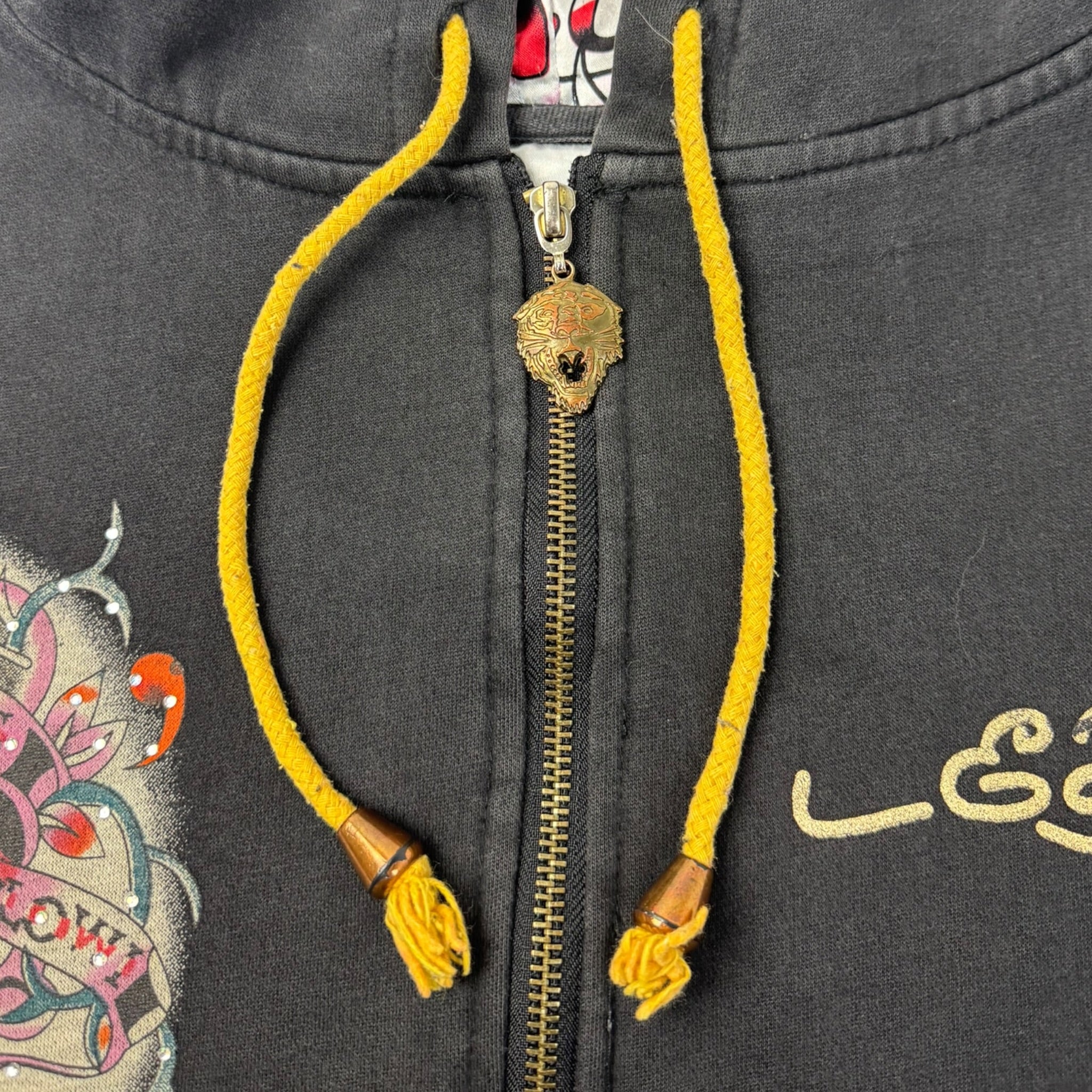 Vintage Y2K Ed Hardy Rhinestone Zip Up Hoodie