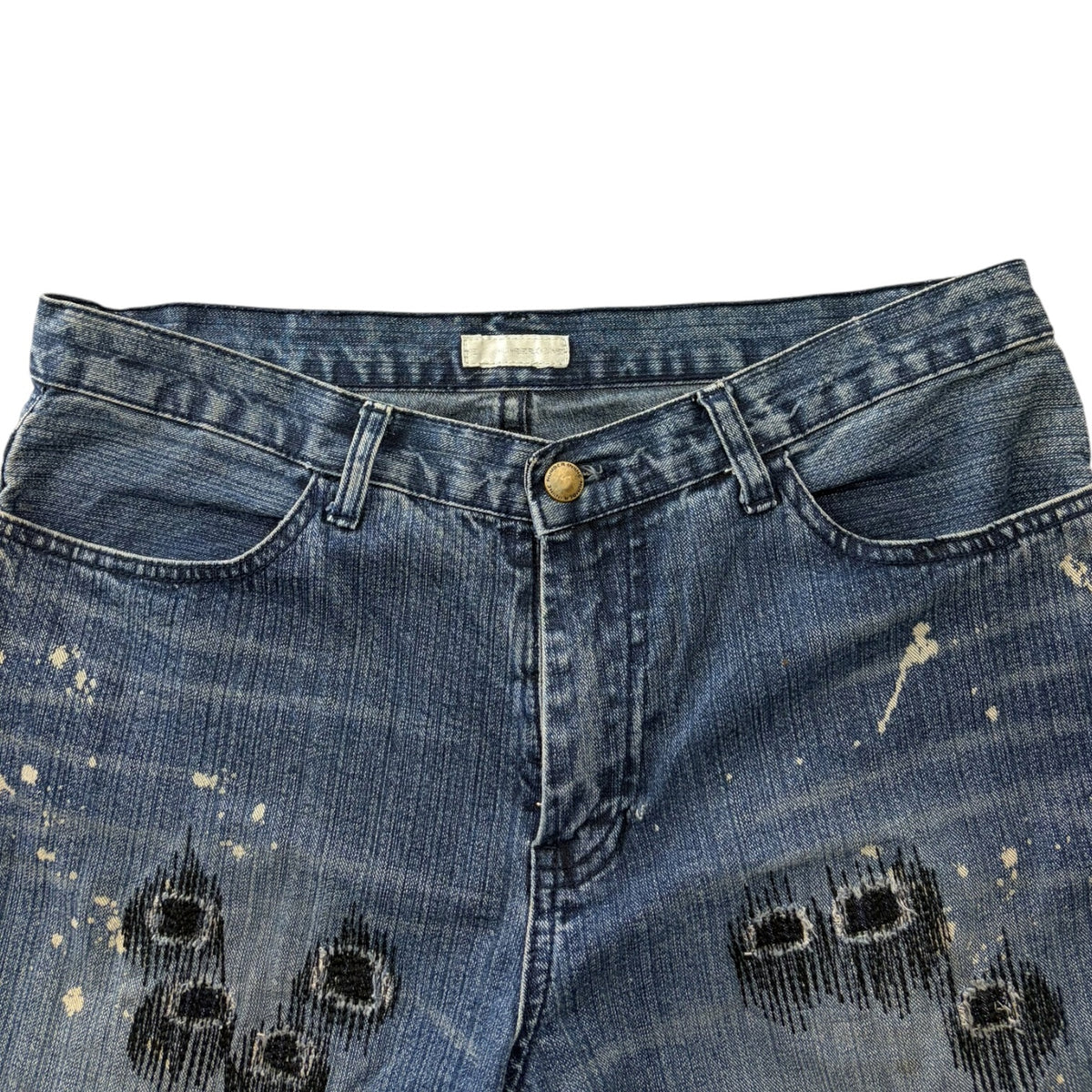 Number (N)ine Bullet Hole Grunge Denim Jeans Dark Wash
