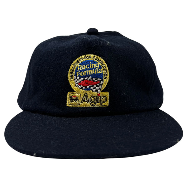 Vintage Agip Racing Formula Motorsport Wool Hat Navy