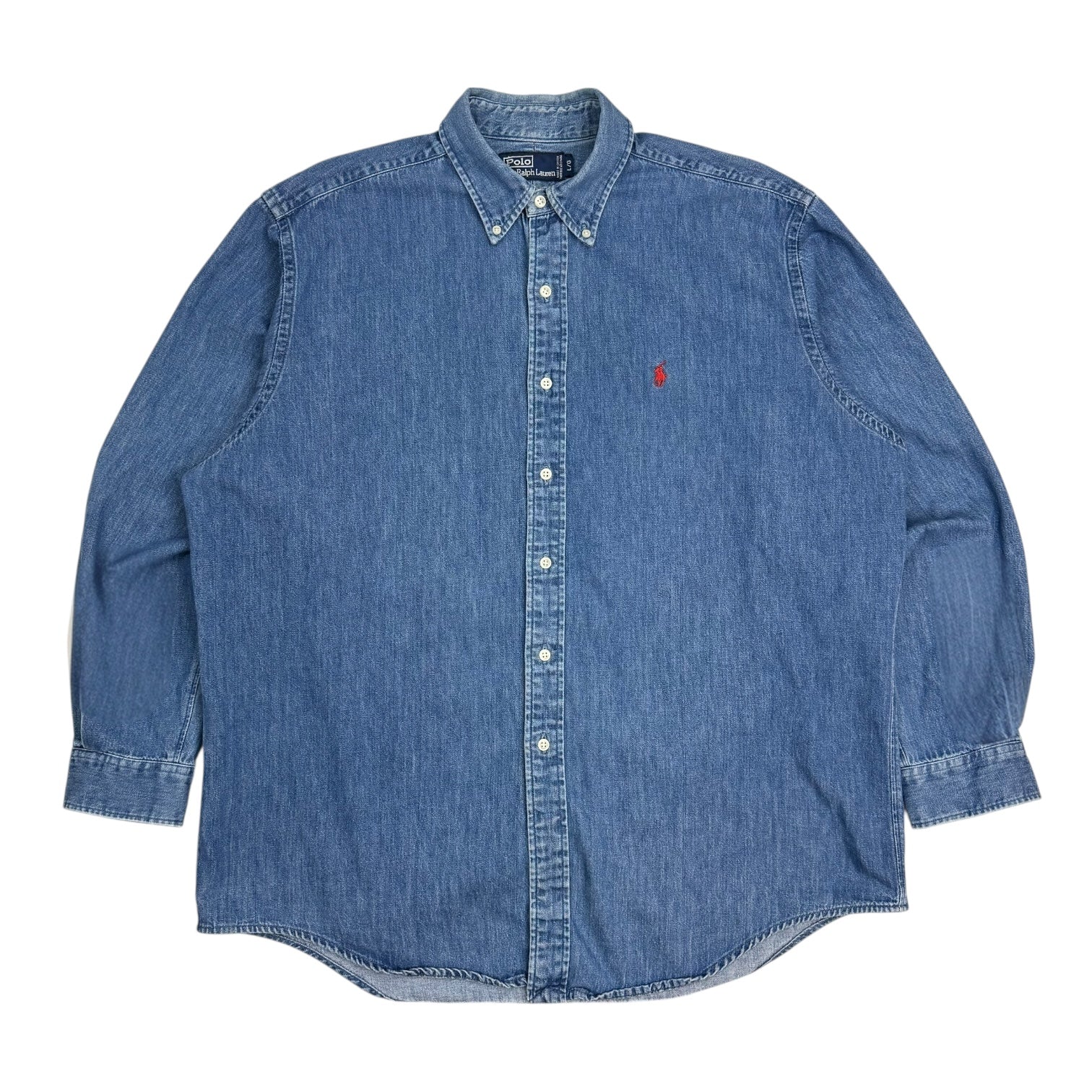 Vintage Polo Ralph Lauren Denim Button Up Shirt Medium Wash