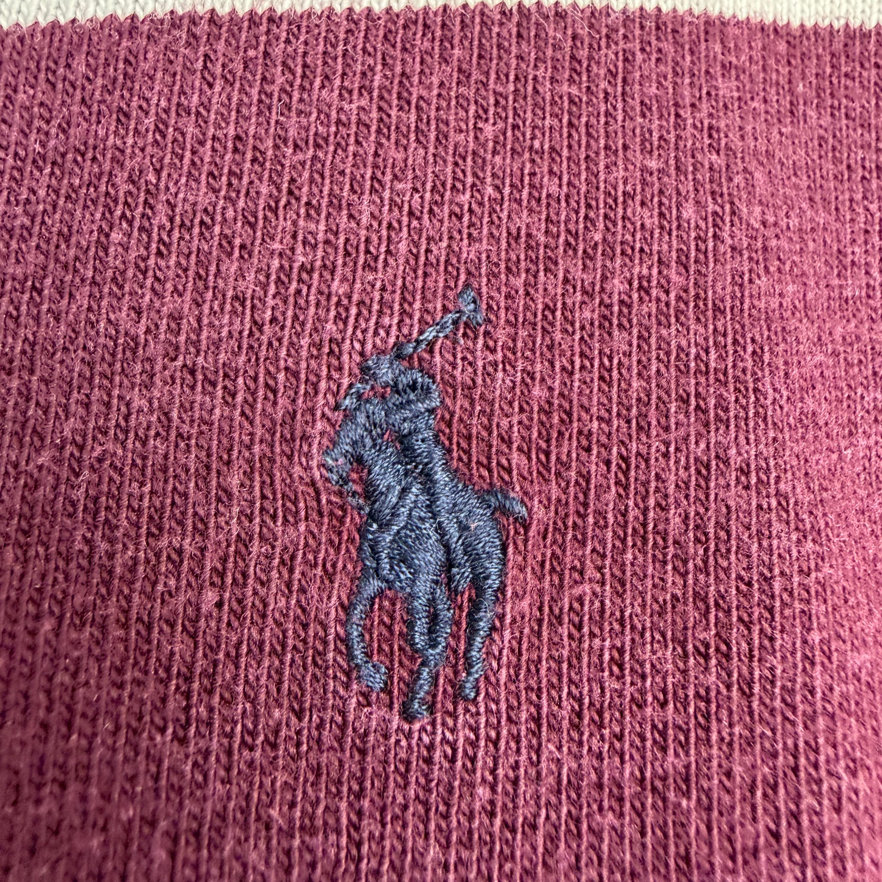 Vintage Polo Ralph Lauren Striped Rugby Longsleeve Polo Burgundy