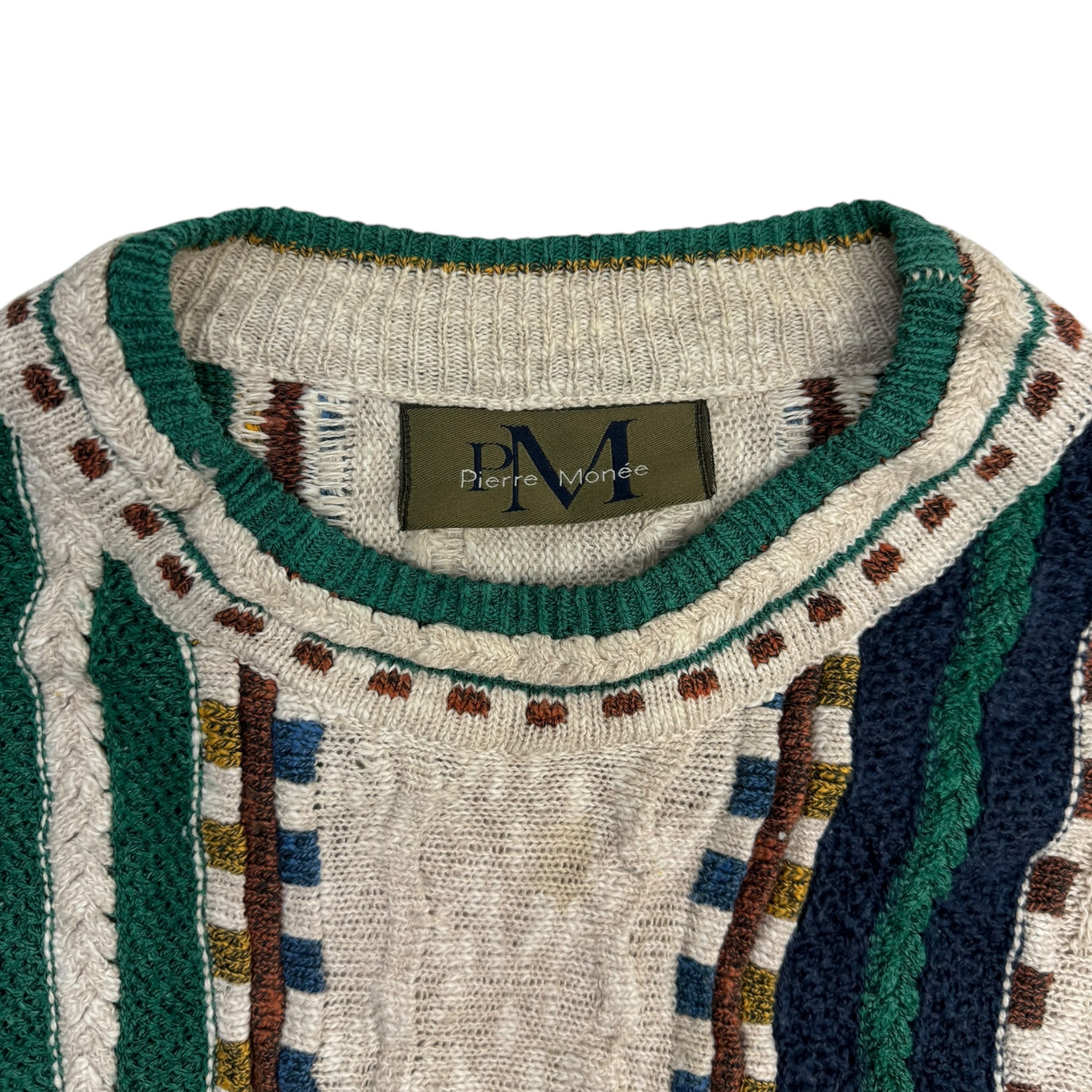 Vintage Pierre Monée Vertical Line 3D Knit Sweater