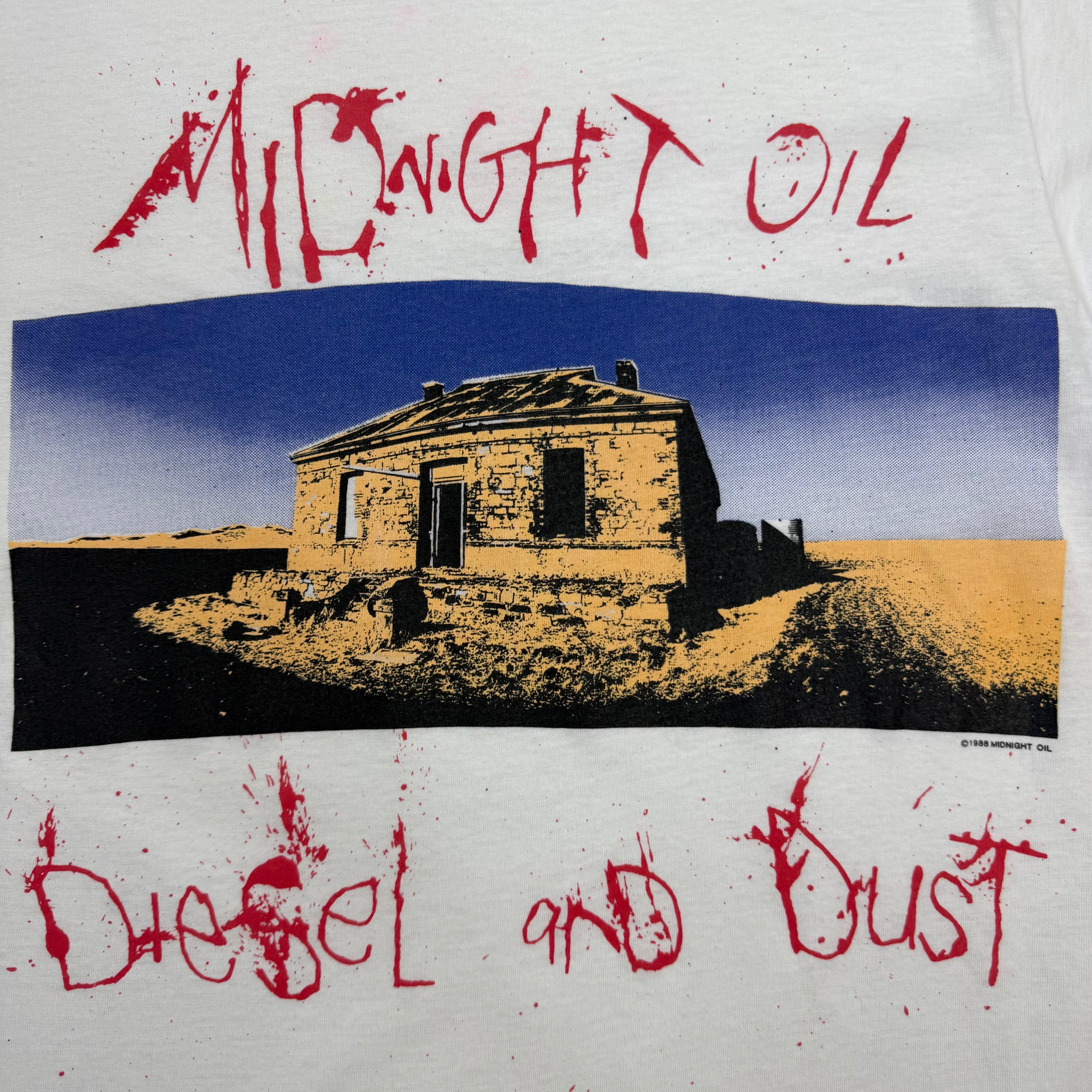 1988 Midnight Oil Diesel and Dust Tee White