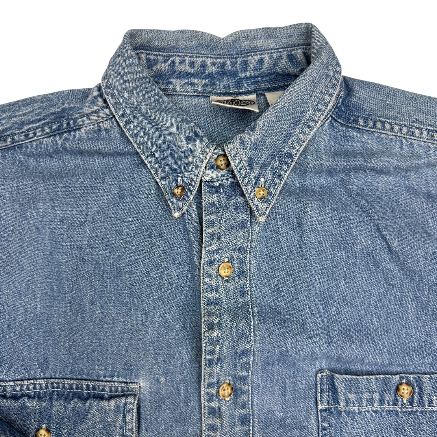 1993 Looney Tunes Denim Button Up Shirt Light Blue