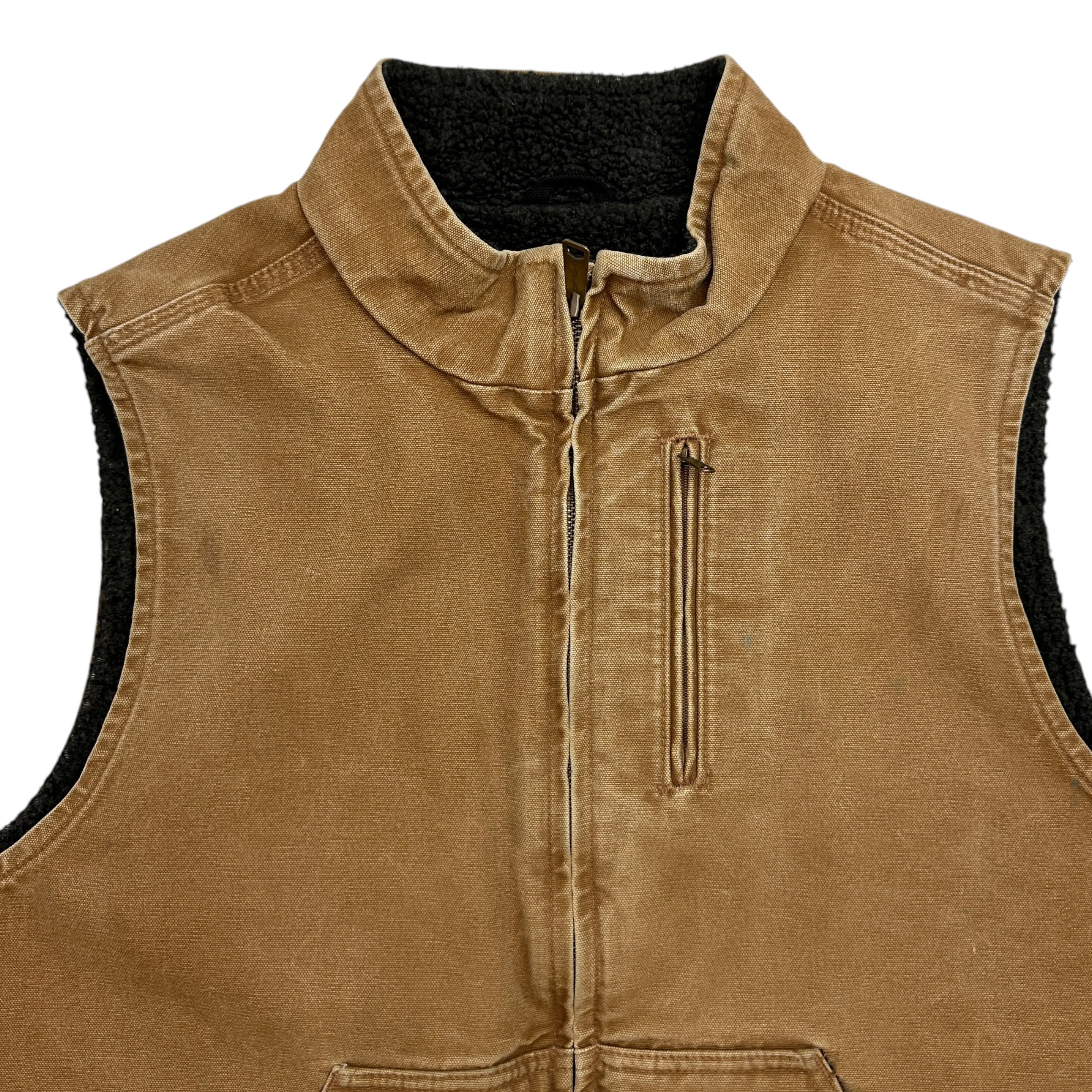 Vintage Carhartt Fleece Lined Insulated Vest Dark Tan