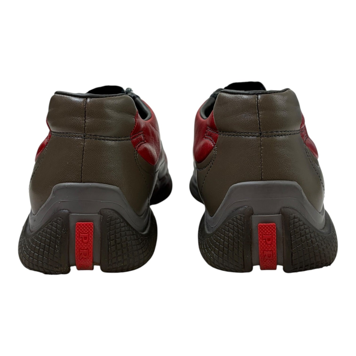 (W) Prada Sport Slip On Leather Trainers Red/Grey